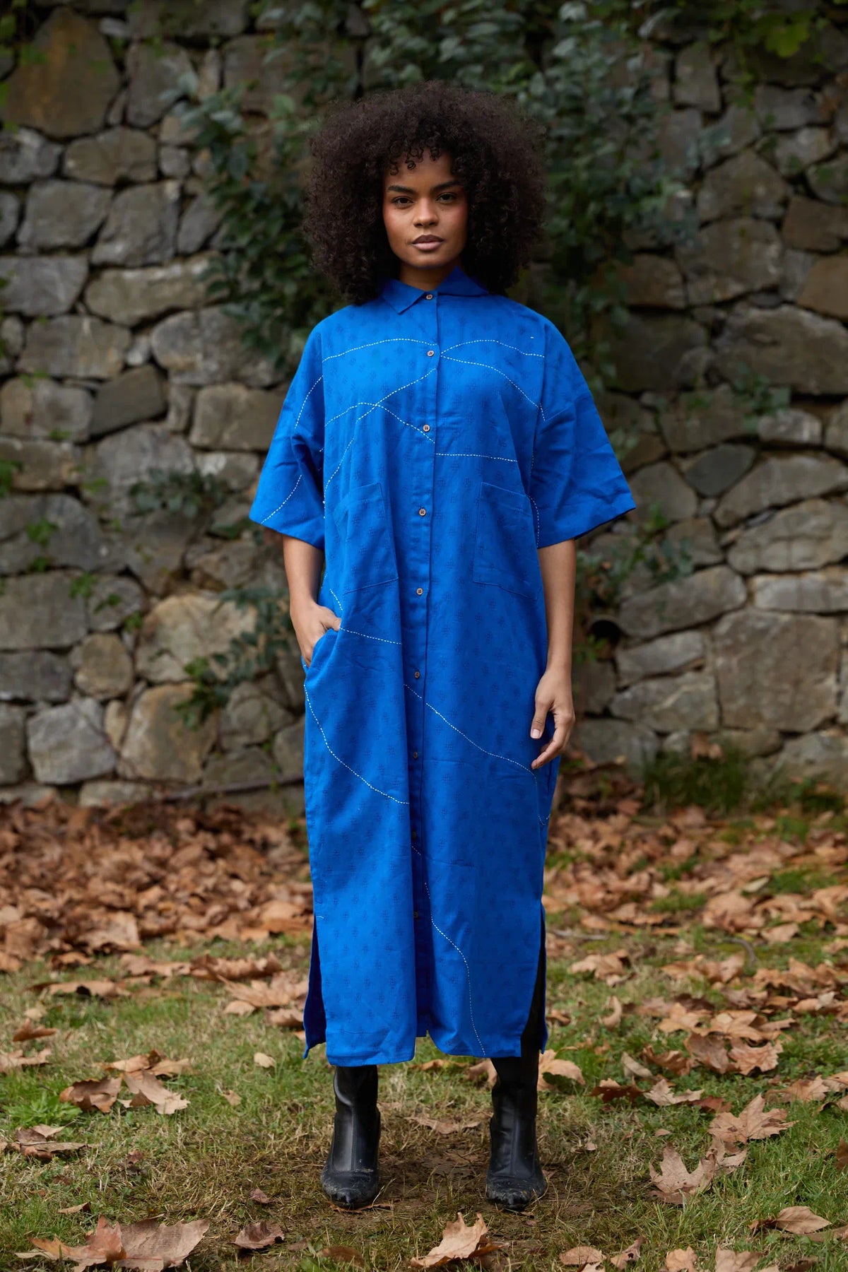 Cloud Shine Dress | Handwoven Dobby Cotton