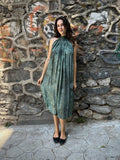Green Silk Flintstone Dress in vegan Silk by White Canvas - Image 1