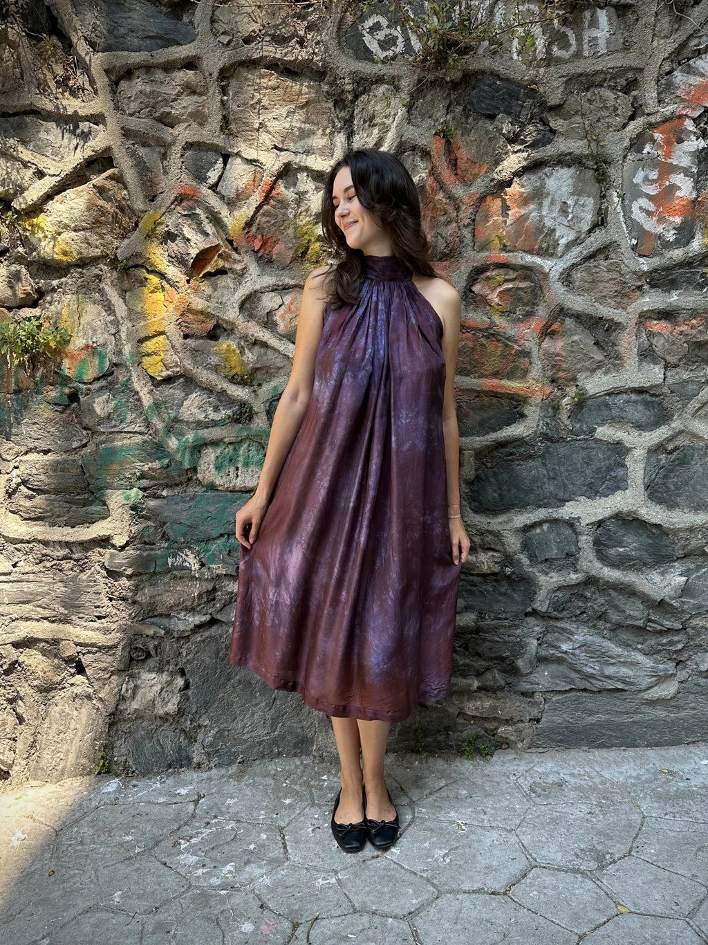 Purple Silk Flintstone Dress in vegan Silk by White Canvas - Image 1