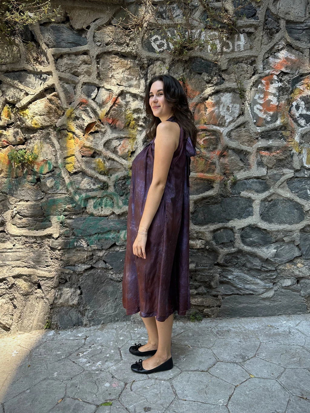 Purple Silk Flintstone Dress in vegan Silk by White Canvas - Image 3