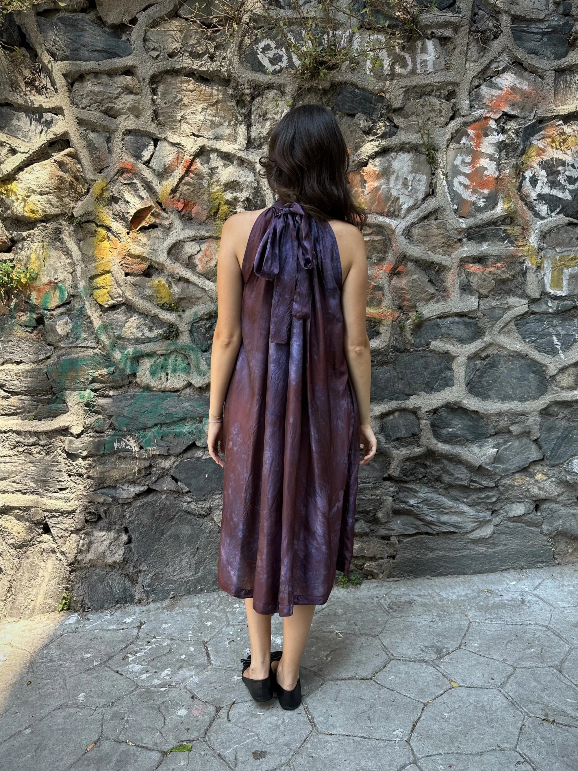 Purple Silk Flintstone Dress in vegan Silk by White Canvas - Image 4