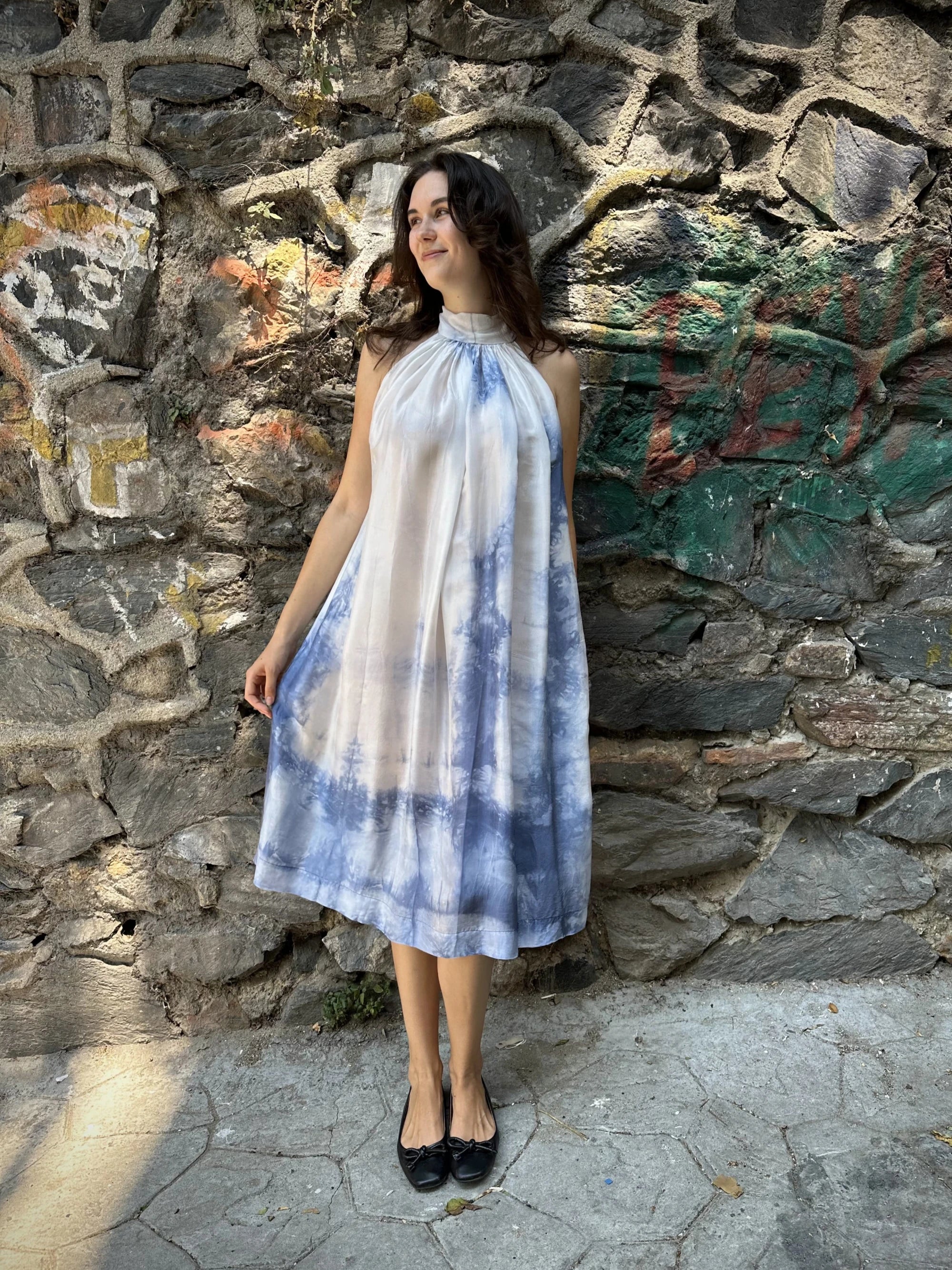 Sky Silk Flintstone Dress in vegan Silk by White Canvas - Image 1