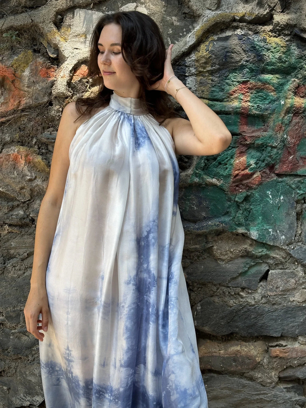 Sky Silk Flintstone Dress in vegan Silk by White Canvas - Image 2