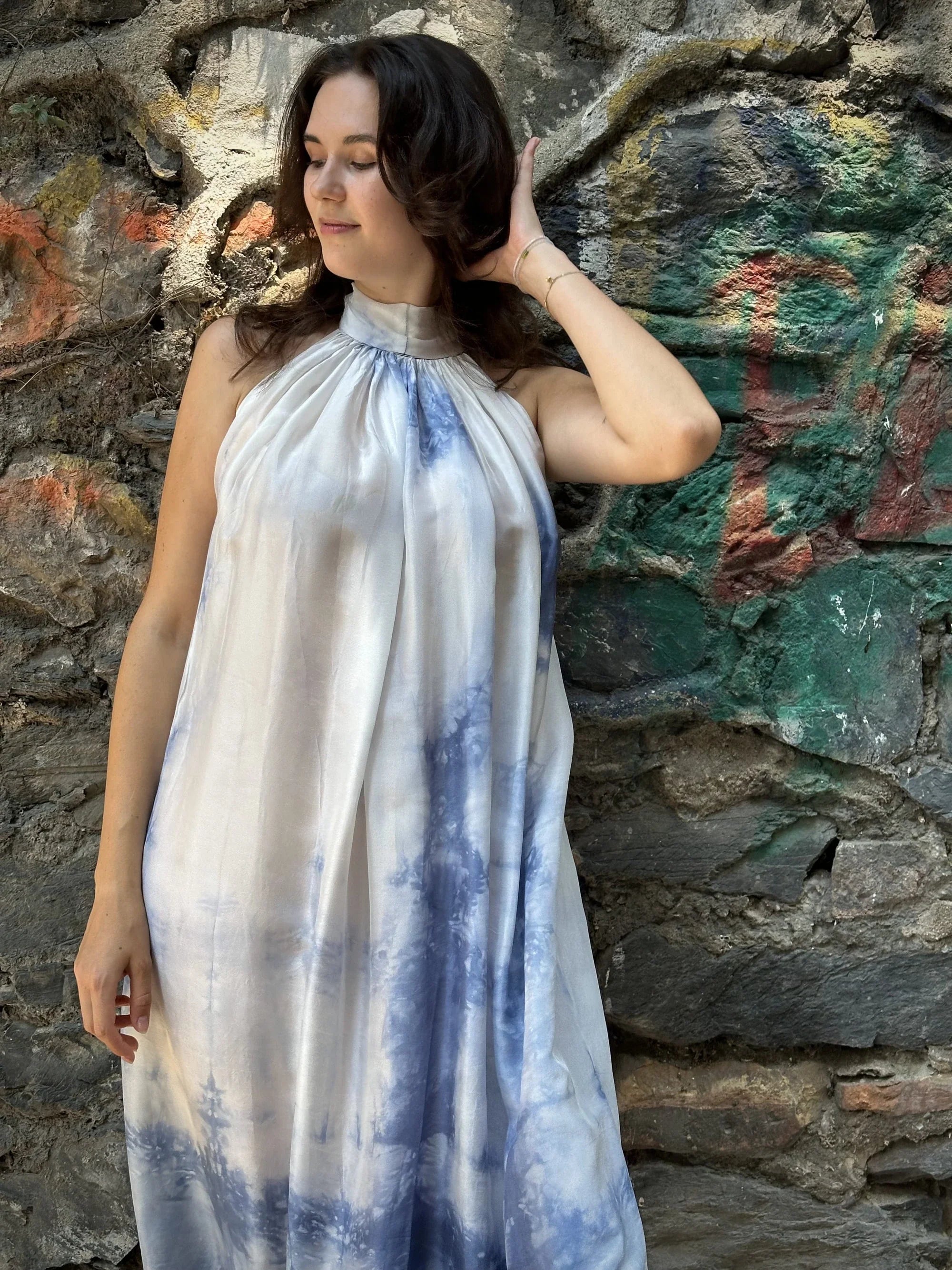 Sky Silk Flintstone Dress in vegan Silk by White Canvas - Image 2