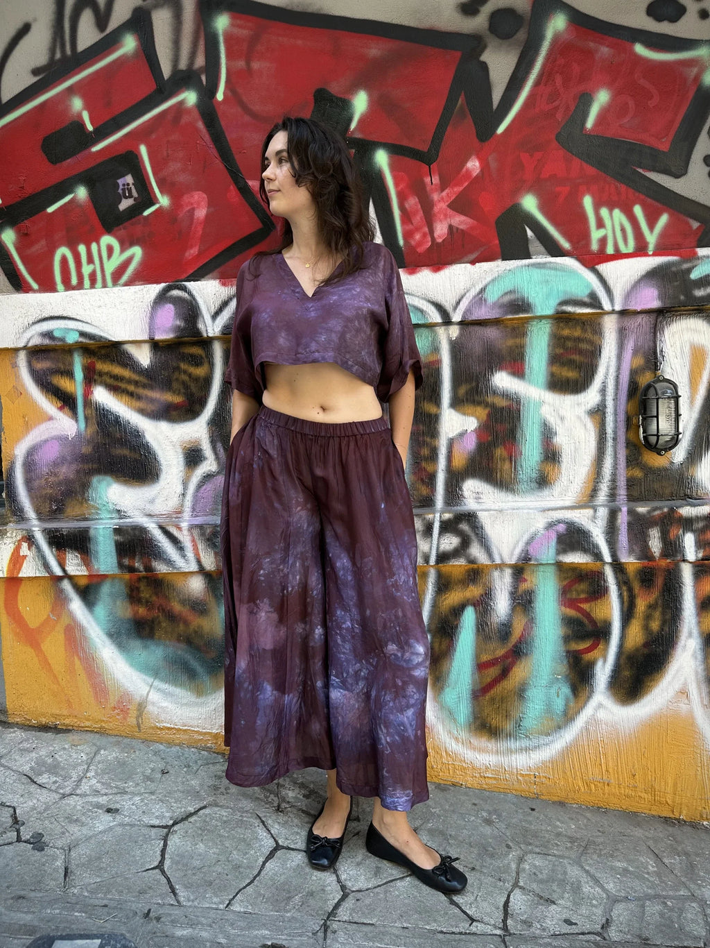Purple Silk Nikki Pants in vegan Silk by White Canvas - Image 2