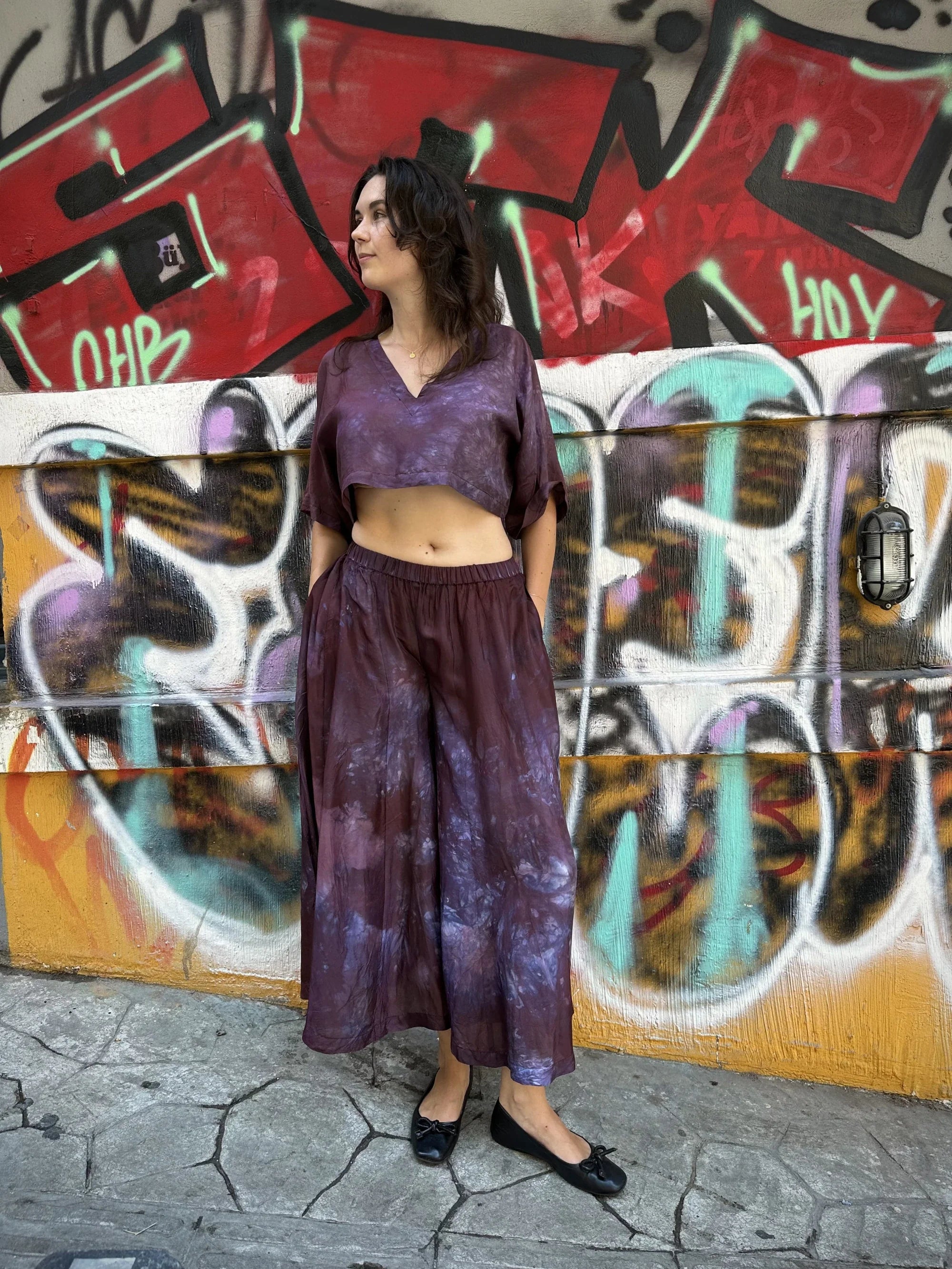 Purple Silk Nikki Pants in vegan Silk by White Canvas - Image 2