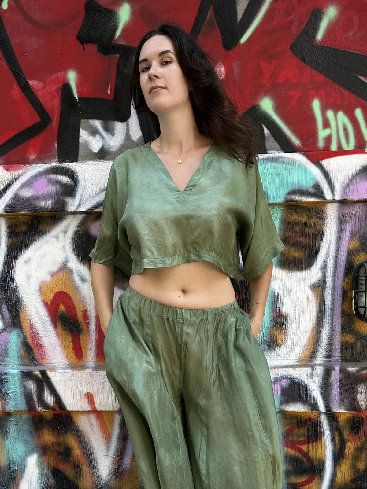 Green Silk Nikki Set in vegan Silk by White Canvas - Image 2