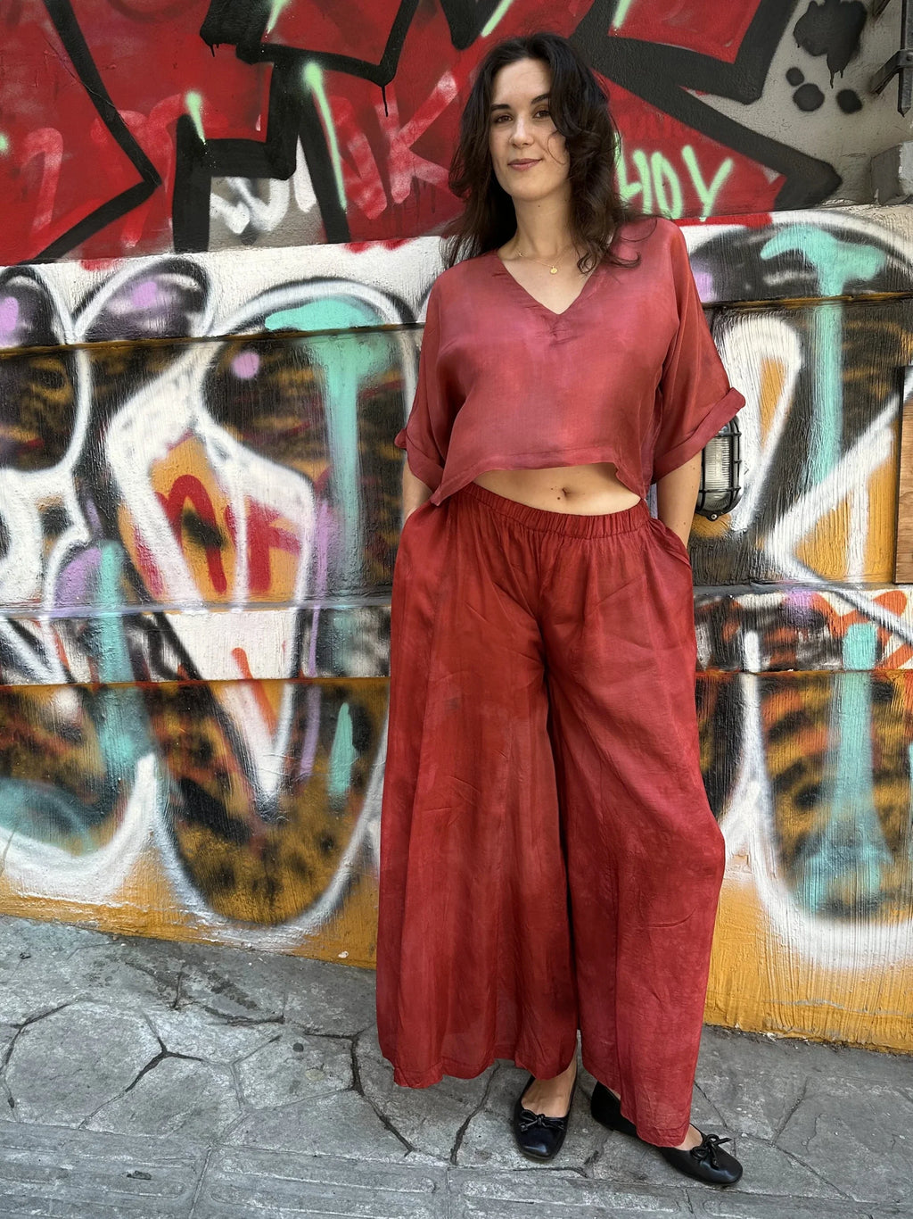 Red Silk Nikki Set in vegan Silk by White Canvas - Image 1