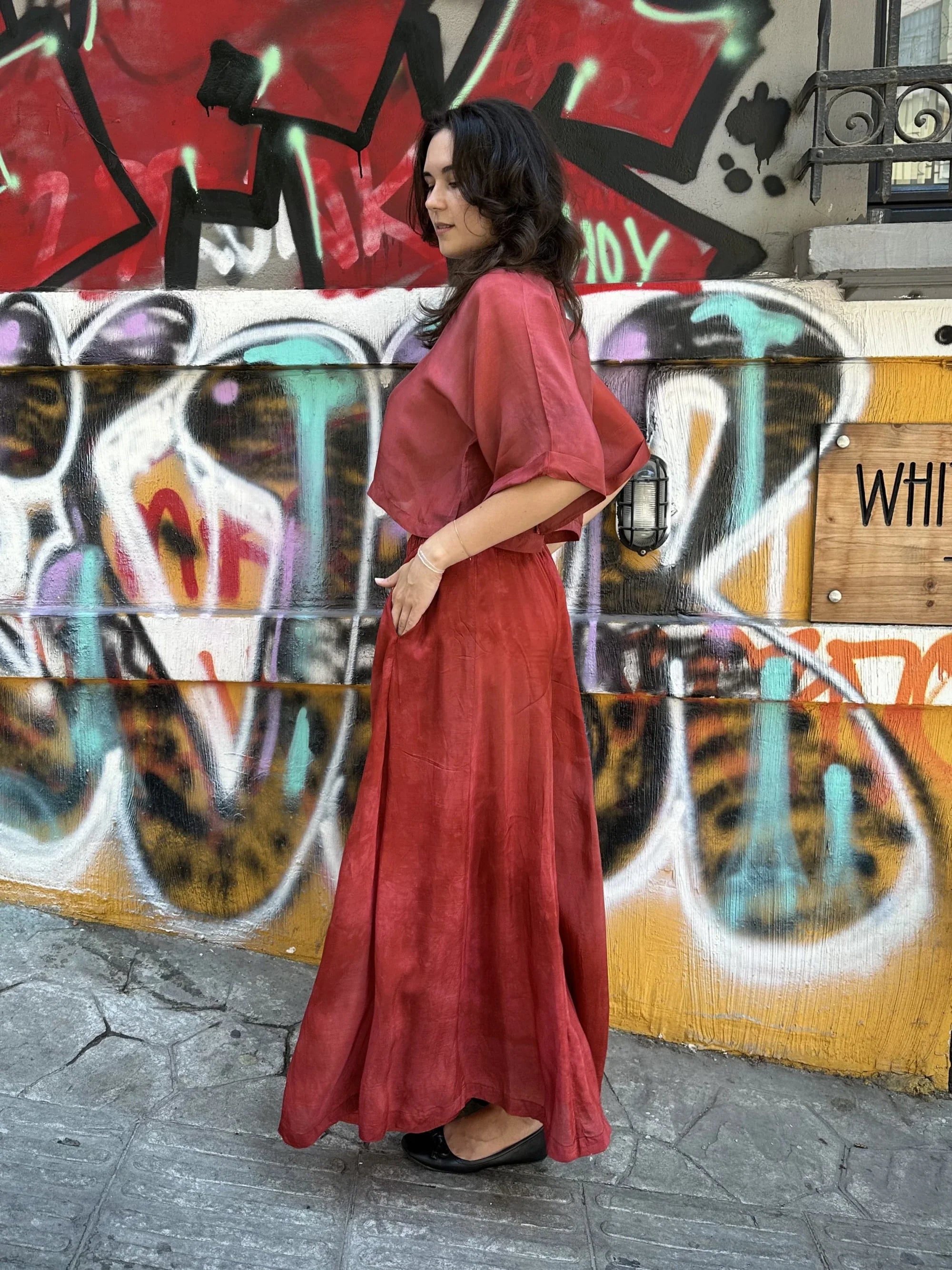 Red Silk Nikki Set in vegan Silk by White Canvas - Image 3