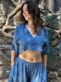 Blue Silk Nikki Top in vegan Silk by White Canvas - Image 1
