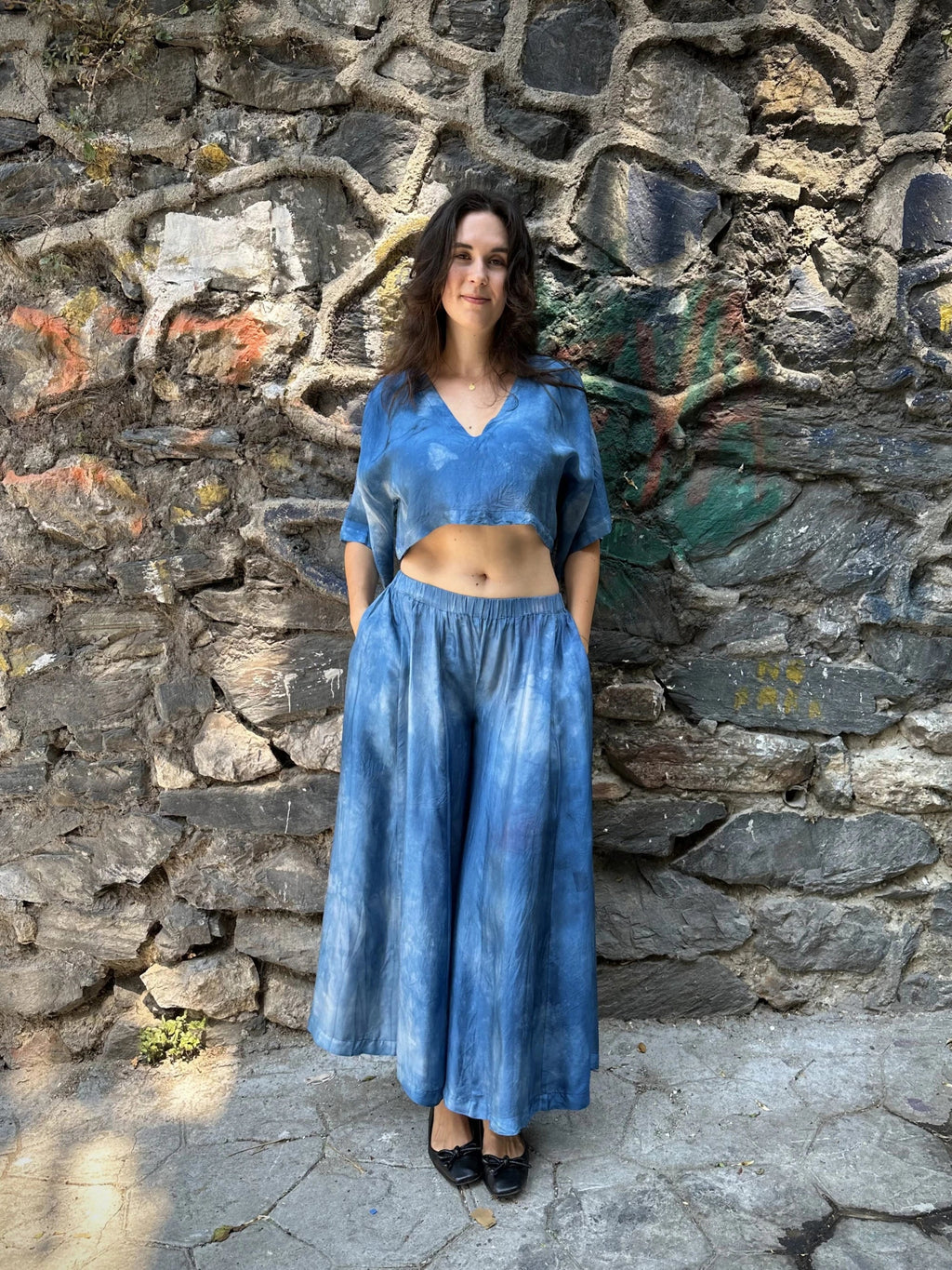 Blue Silk Nikki Top in vegan Silk by White Canvas - Image 2