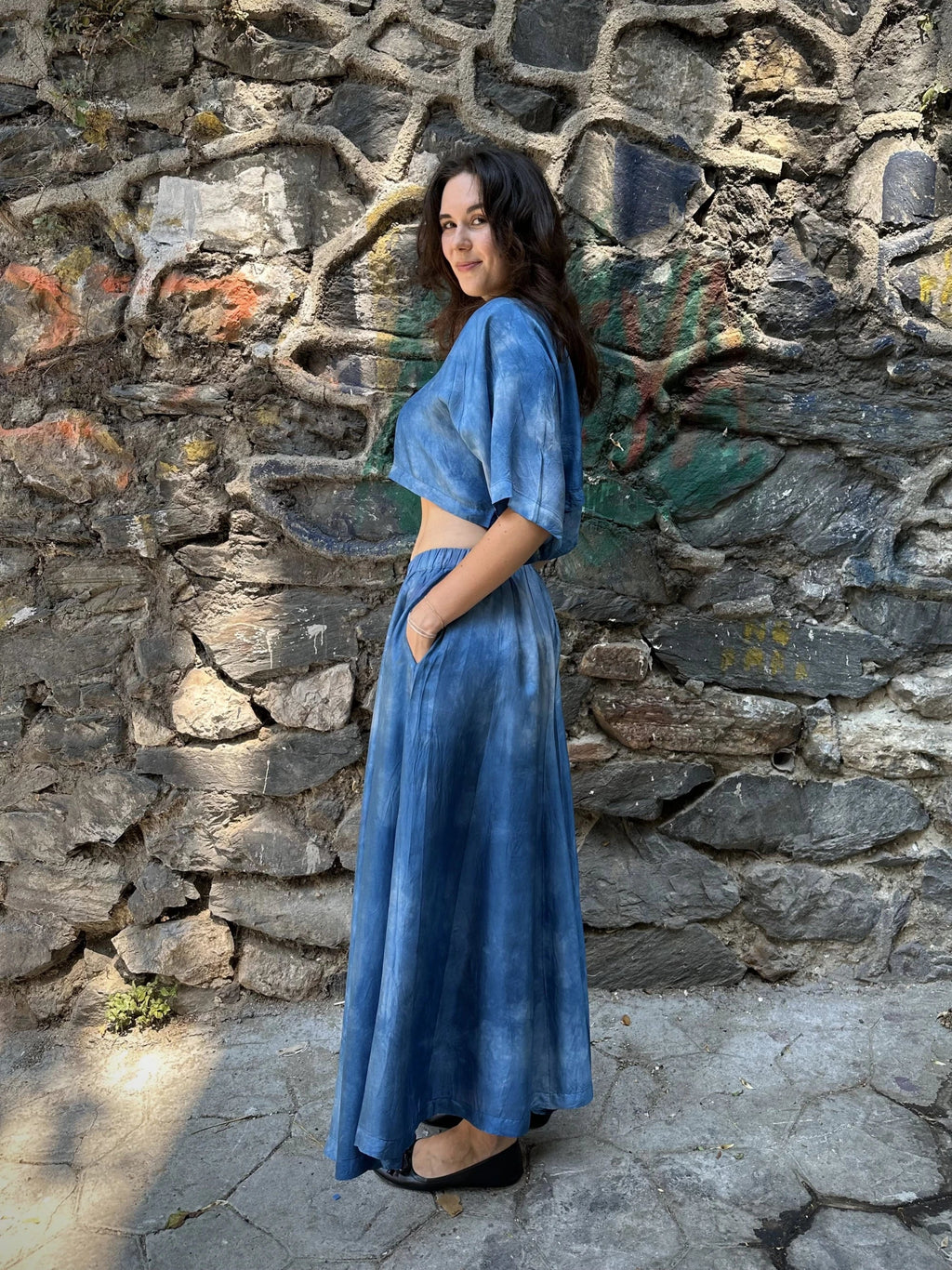 Blue Silk Nikki Top in vegan Silk by White Canvas - Image 3