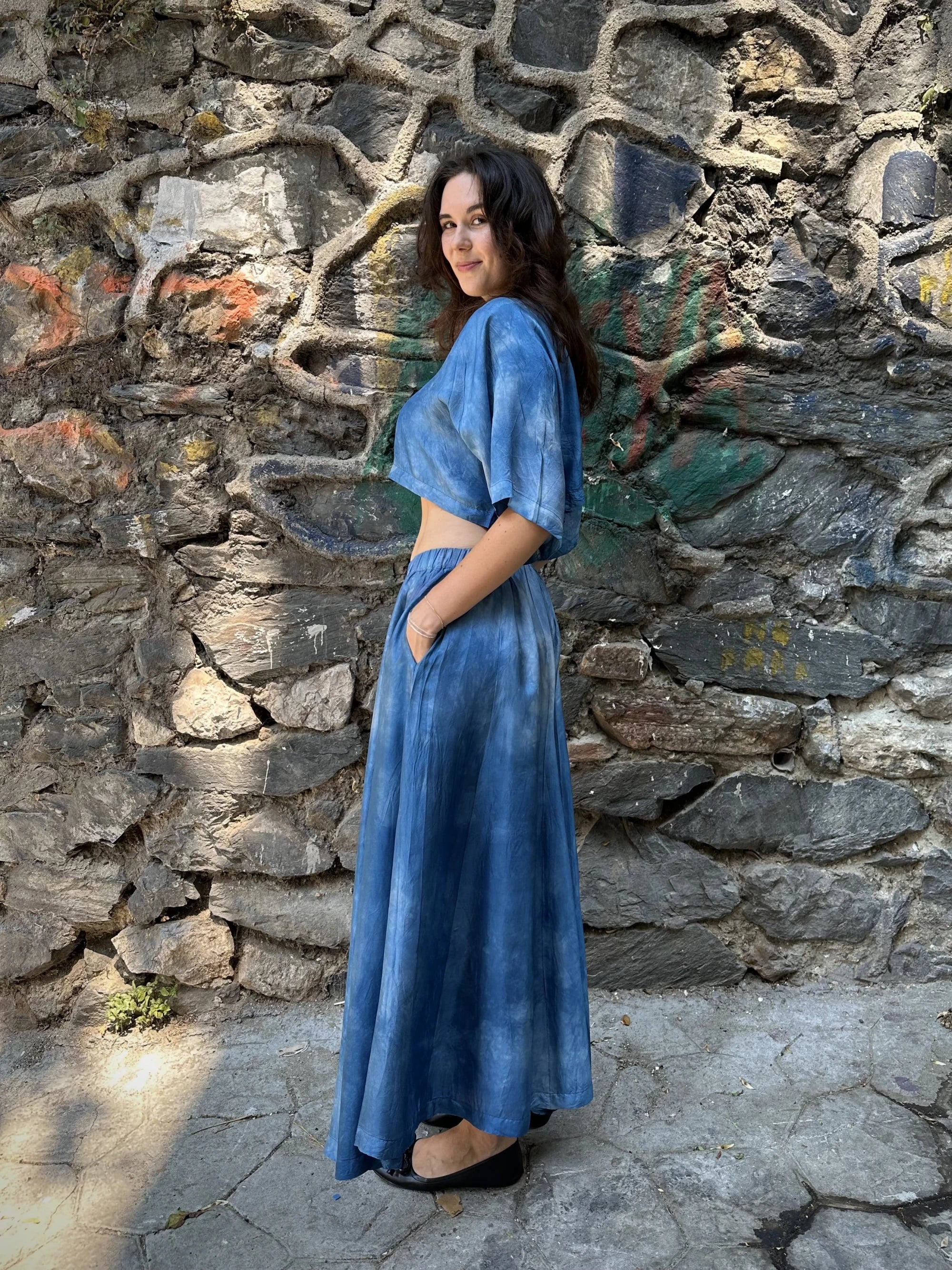 Blue Silk Nikki Top in vegan Silk by White Canvas - Image 3