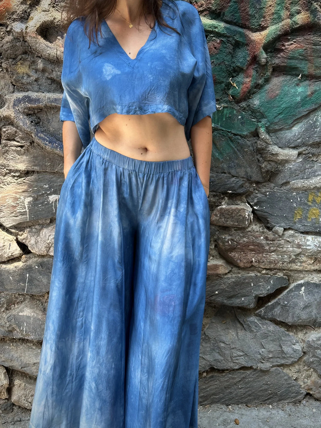 Blue Silk Nikki Top in vegan Silk by White Canvas - Image 5