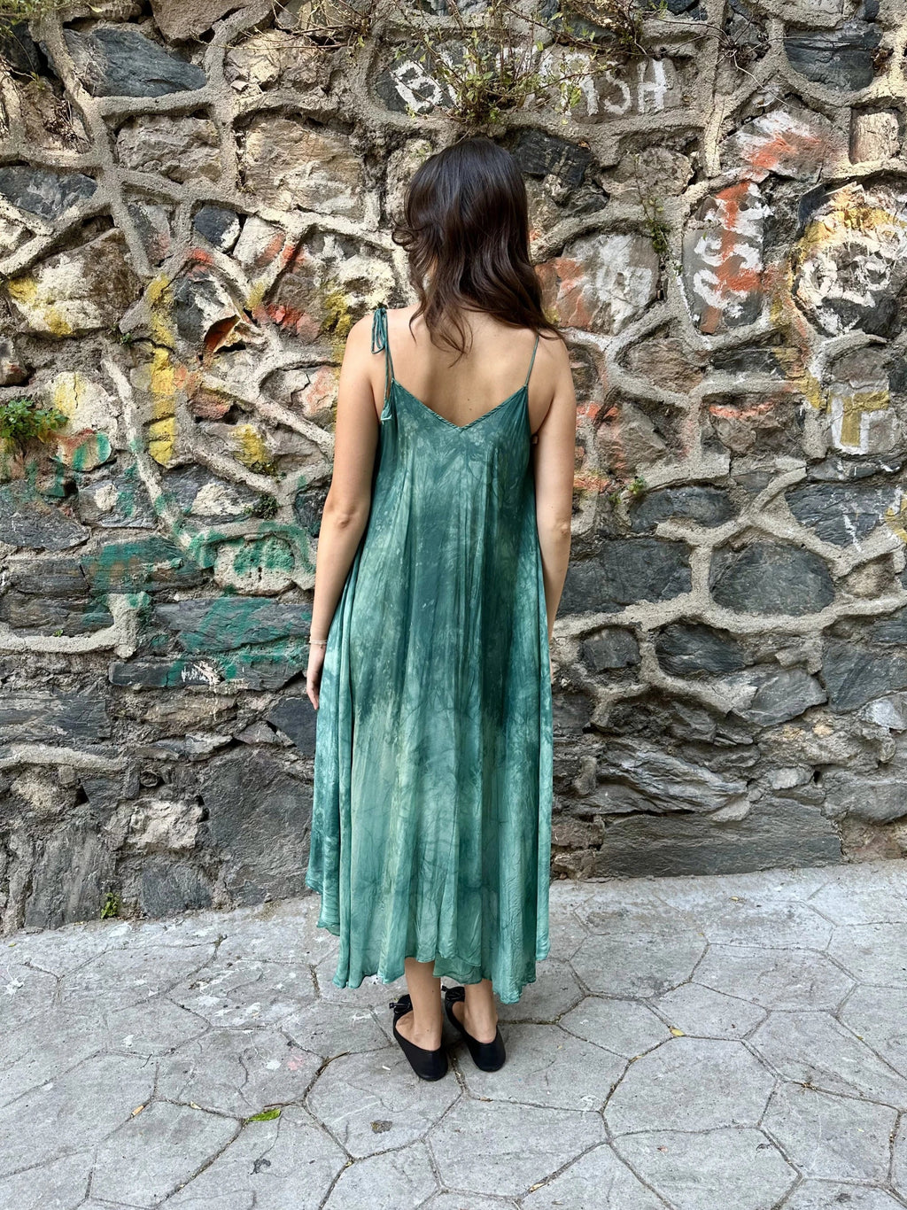 Green Silk Whirl Dress in vegan Silk by White Canvas - Image 4