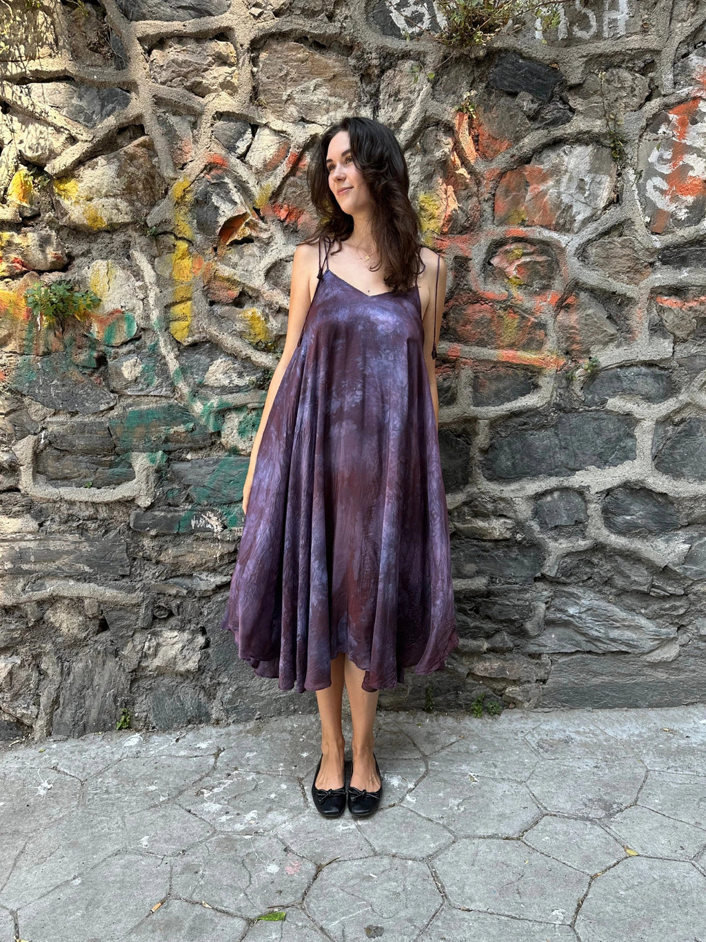 Purple Silk Whirl Dress in vegan Silk by White Canvas - Image 1