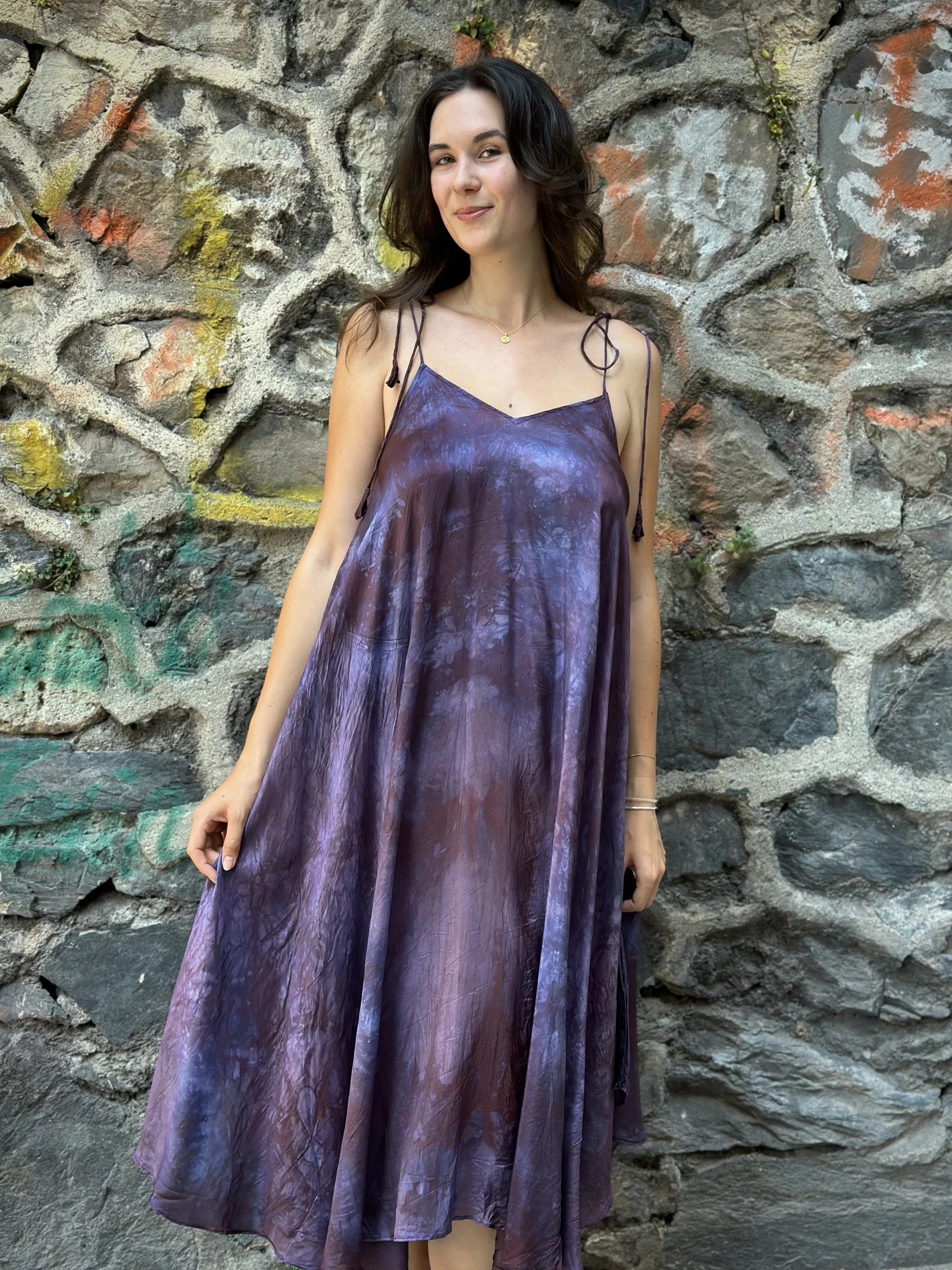 Purple Silk Whirl Dress in vegan Silk by White Canvas - Image 2