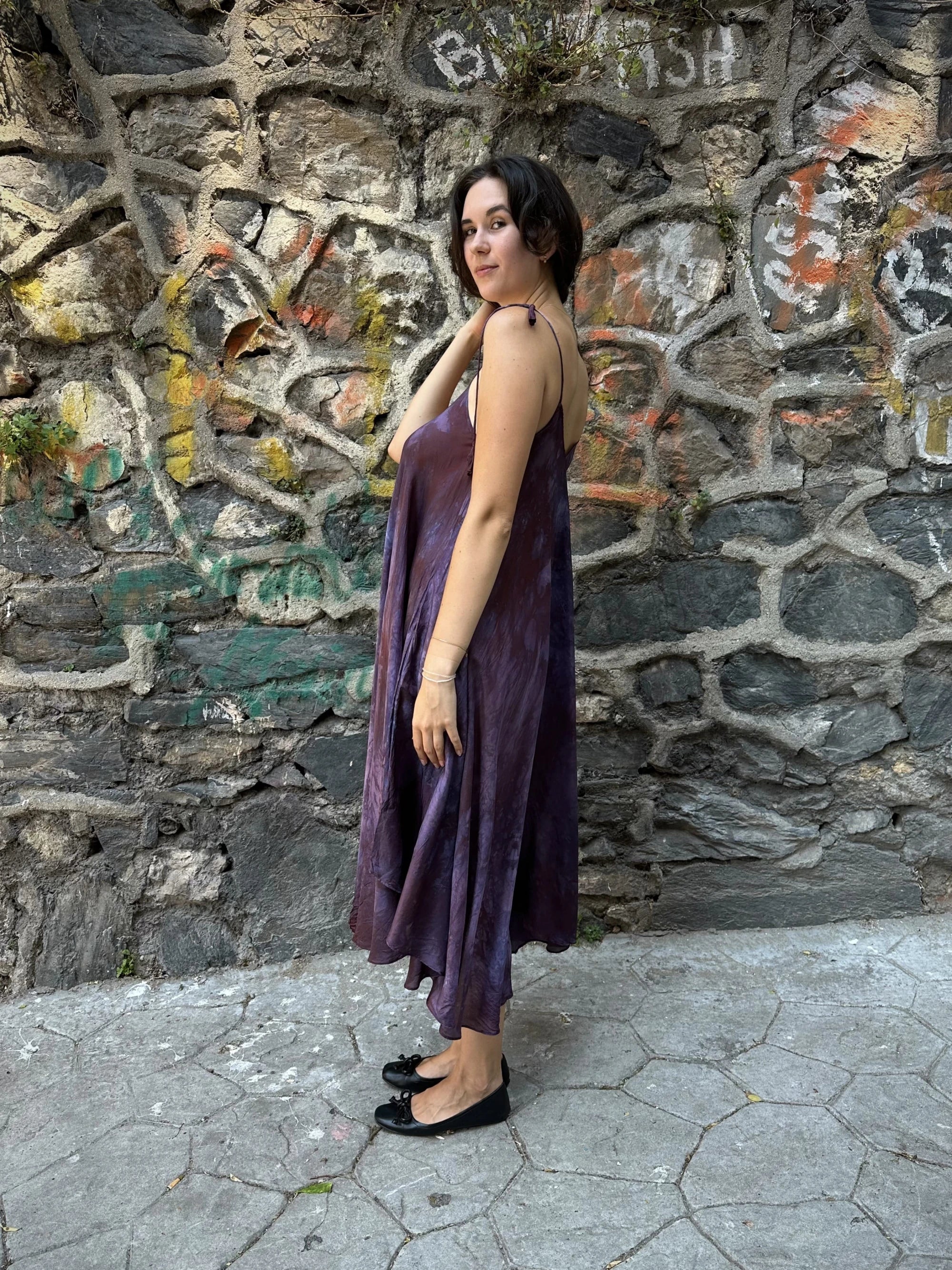 Purple Silk Whirl Dress in vegan Silk by White Canvas - Image 3