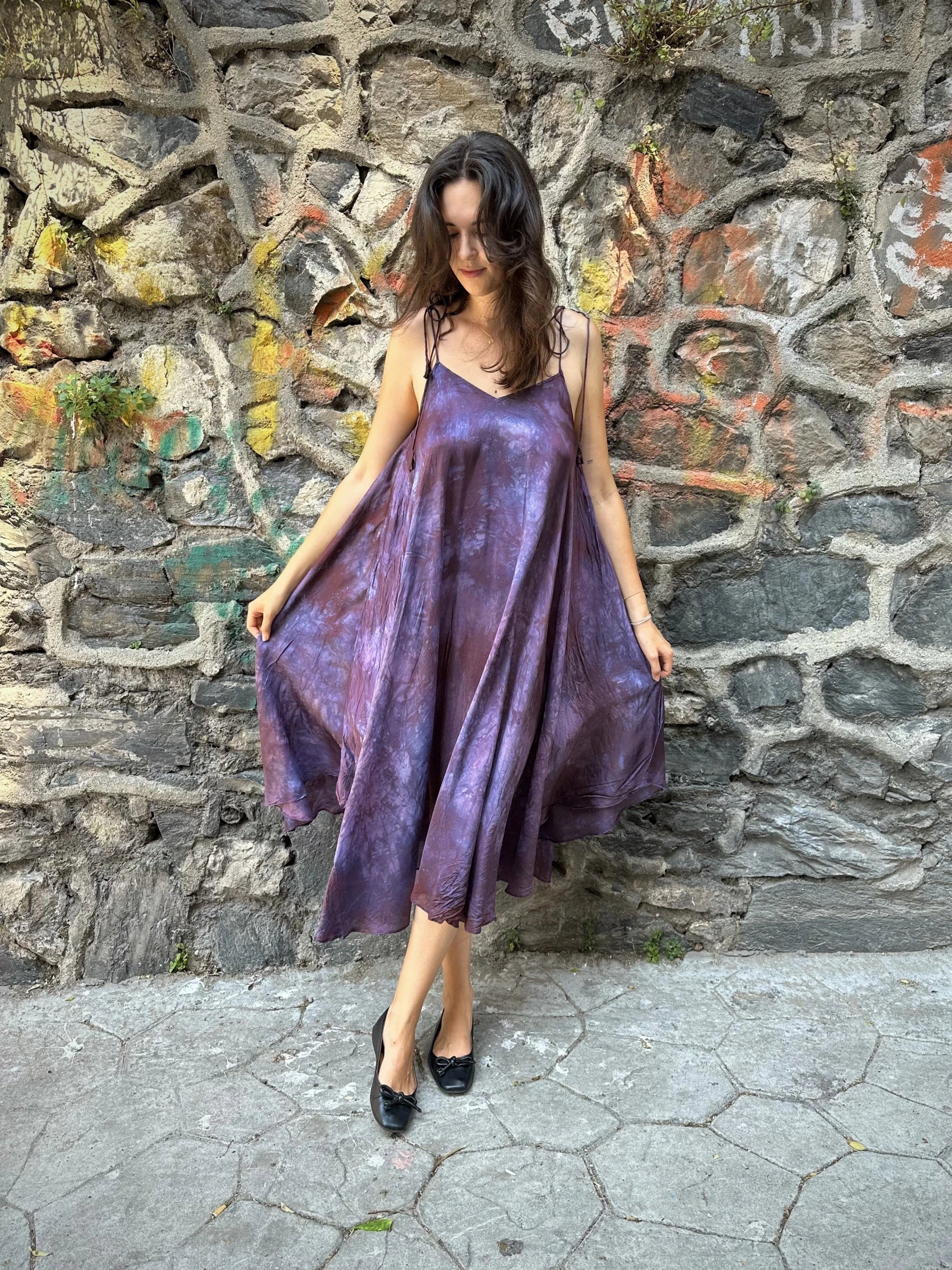 Purple Silk Whirl Dress in vegan Silk by White Canvas - Image 7