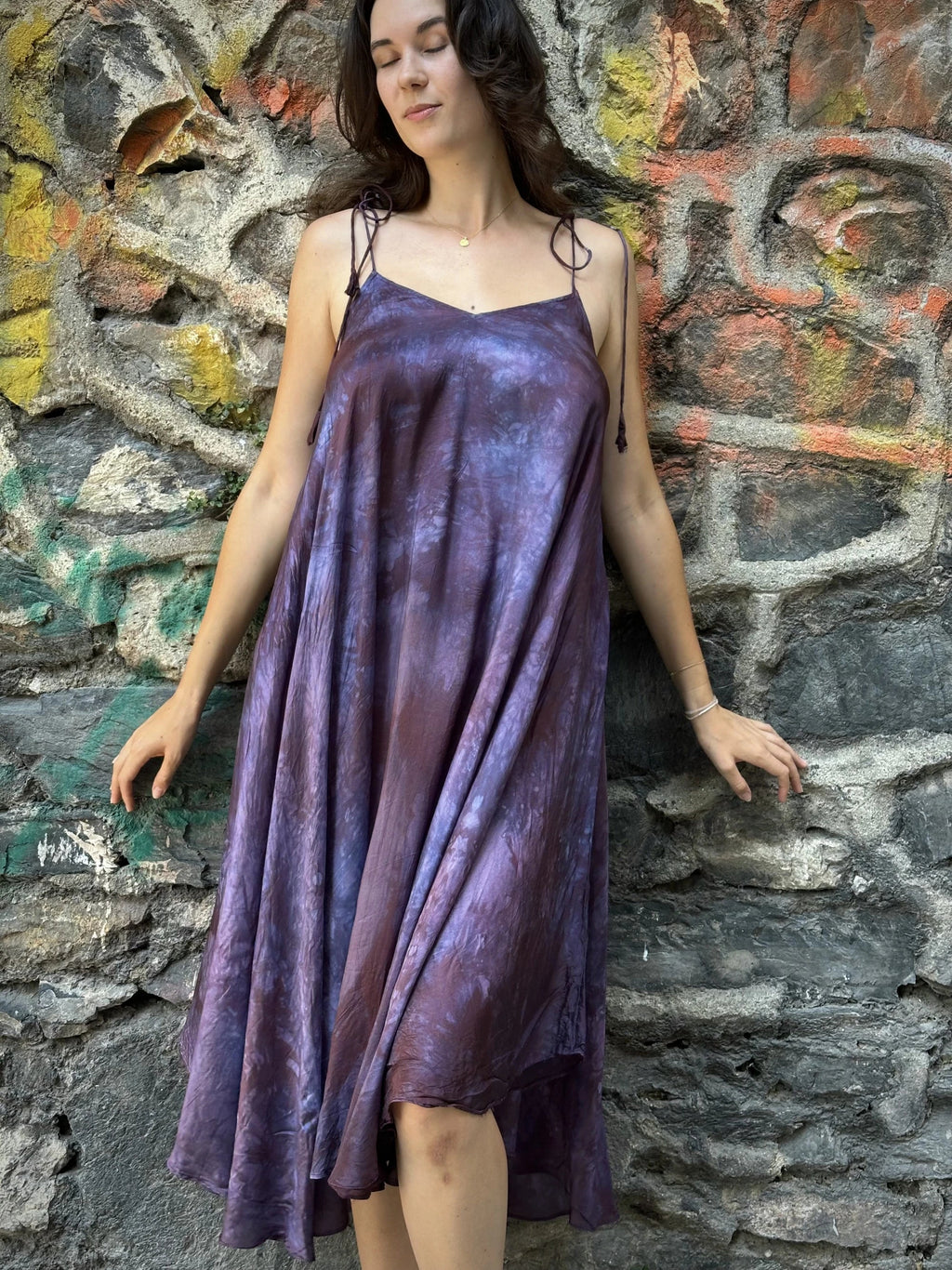 Purple Silk Whirl Dress in vegan Silk by White Canvas - Image 8