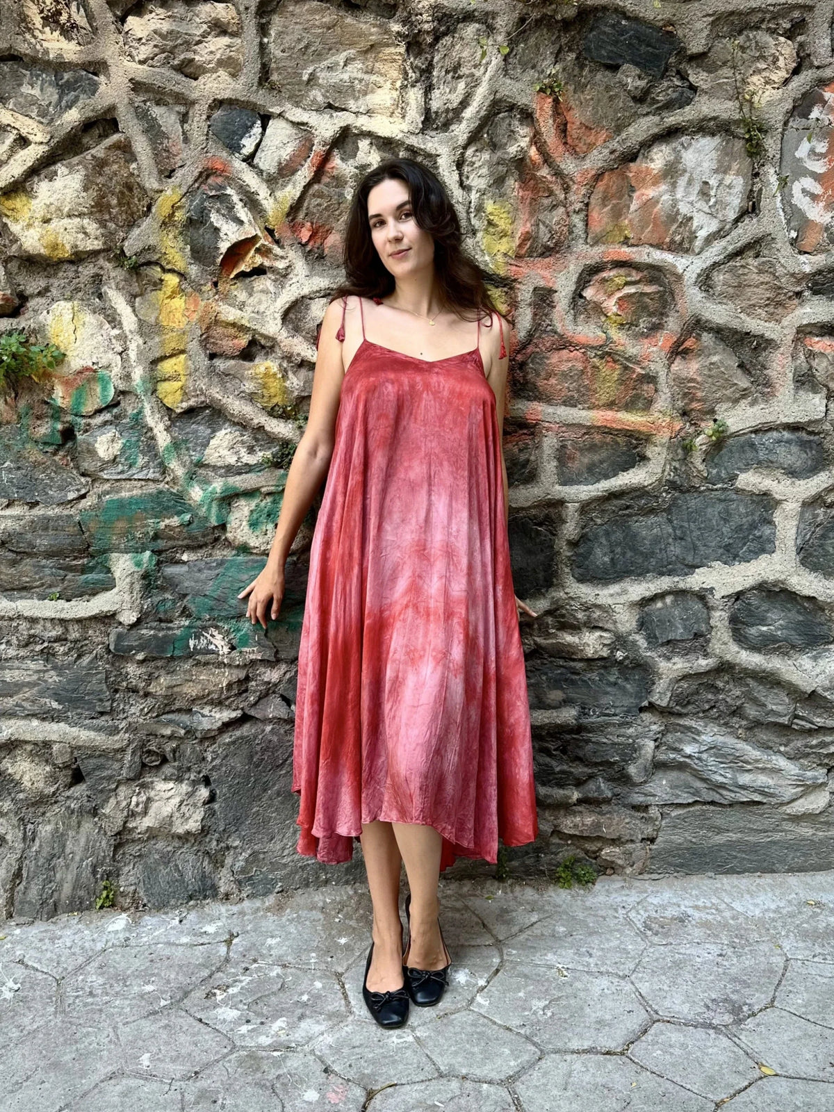 Red Silk Whirl Dress in vegan Silk by White Canvas - Image 1