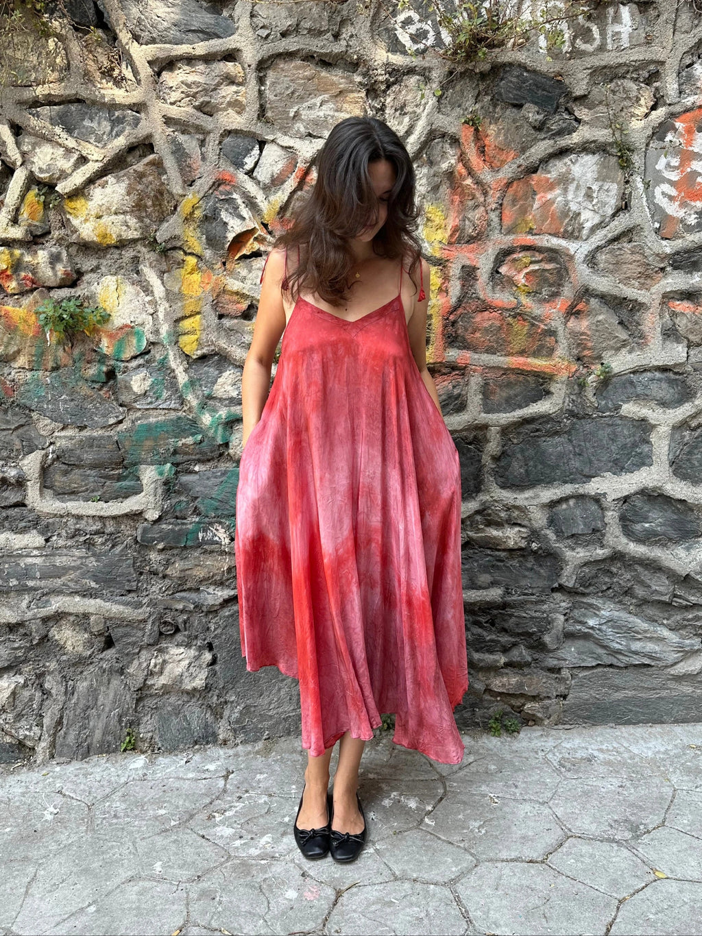 Red Silk Whirl Dress in vegan Silk by White Canvas - Image 2
