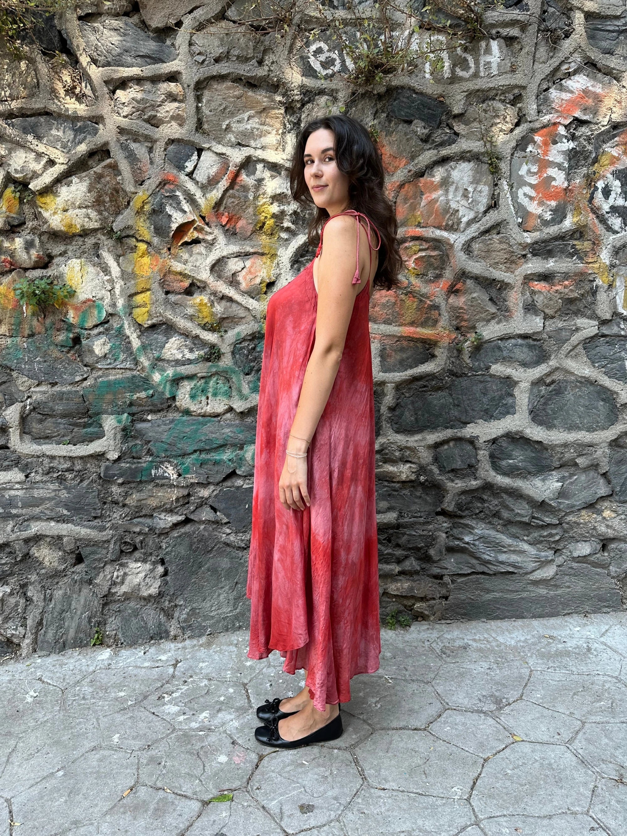 Red Silk Whirl Dress in vegan Silk by White Canvas - Image 3