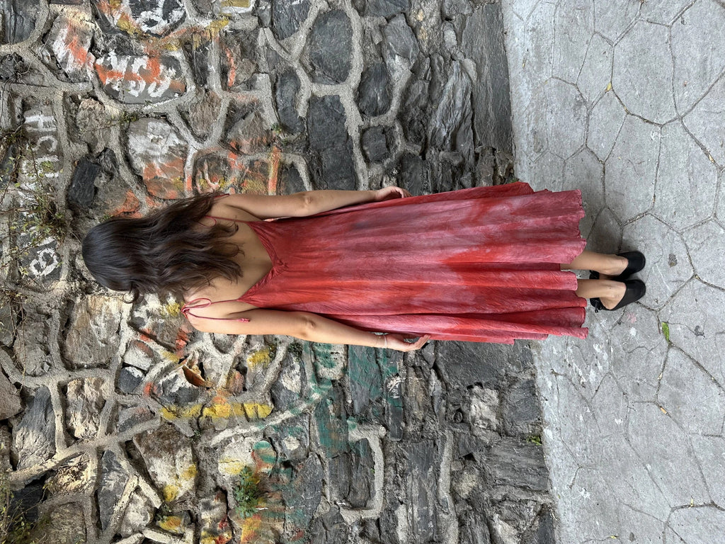 Red Silk Whirl Dress in vegan Silk by White Canvas - Image 4