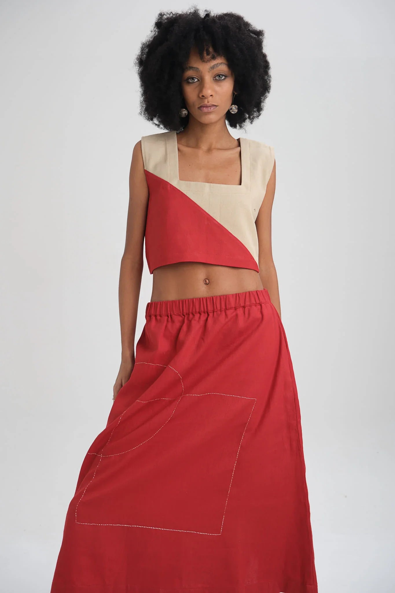 Red Bluebell Set in organic Drill Cotton by White Canvas - Image 2