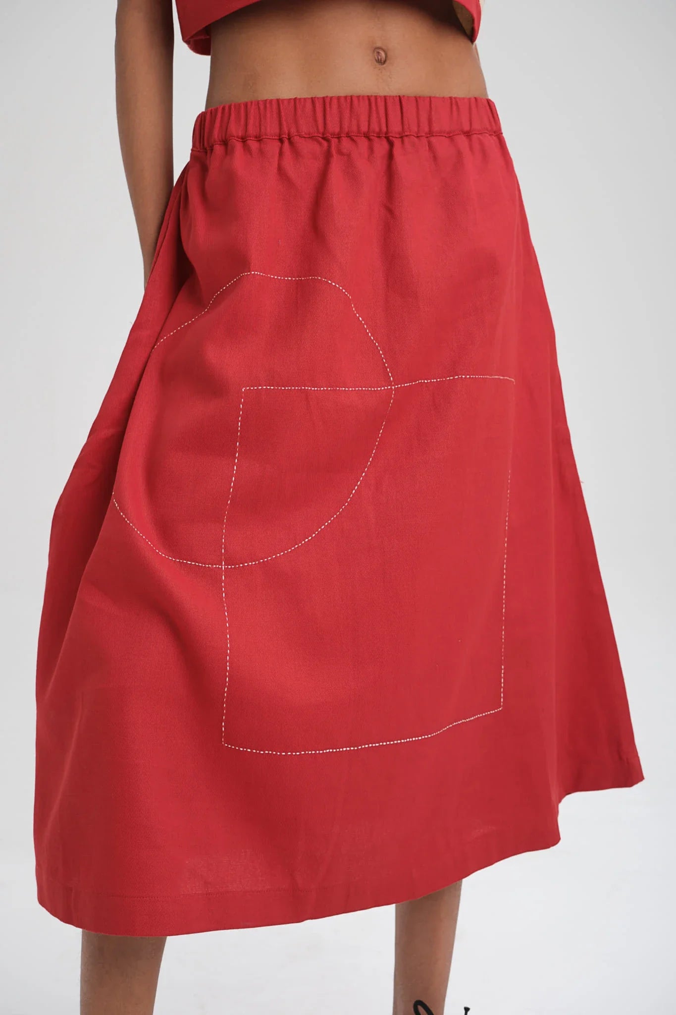 Red Bluebell Set in organic Drill Cotton by White Canvas - Image 5