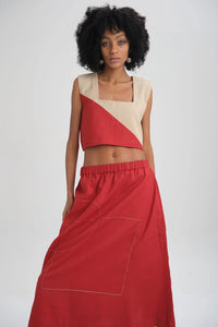 Red Bluebell Top in organic Drill Cotton by White Canvas - Image 1