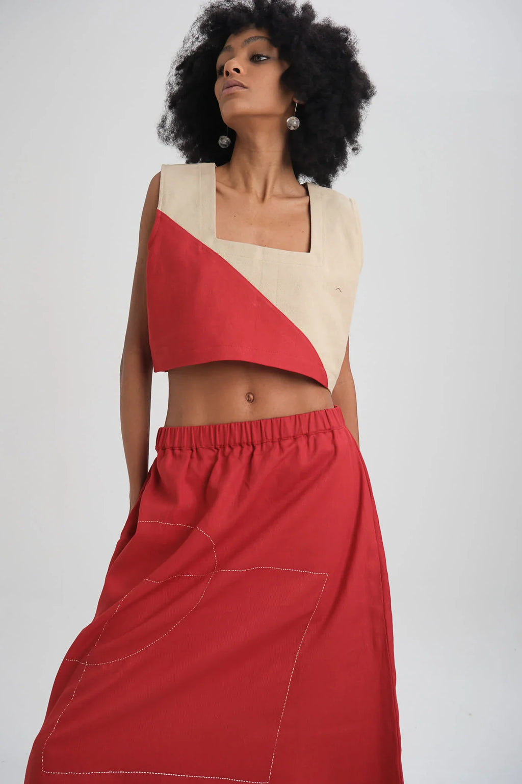 Red Bluebell Top in organic Drill Cotton by White Canvas - Image 5