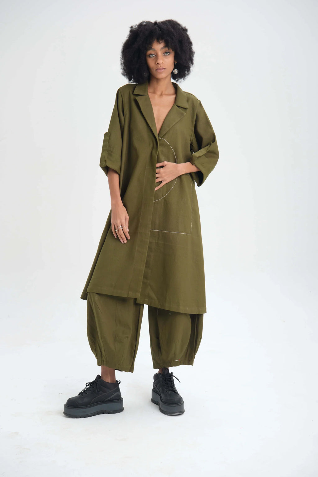 Green Camellia Blazer in organic Drill Cotton by White Canvas - Image 2