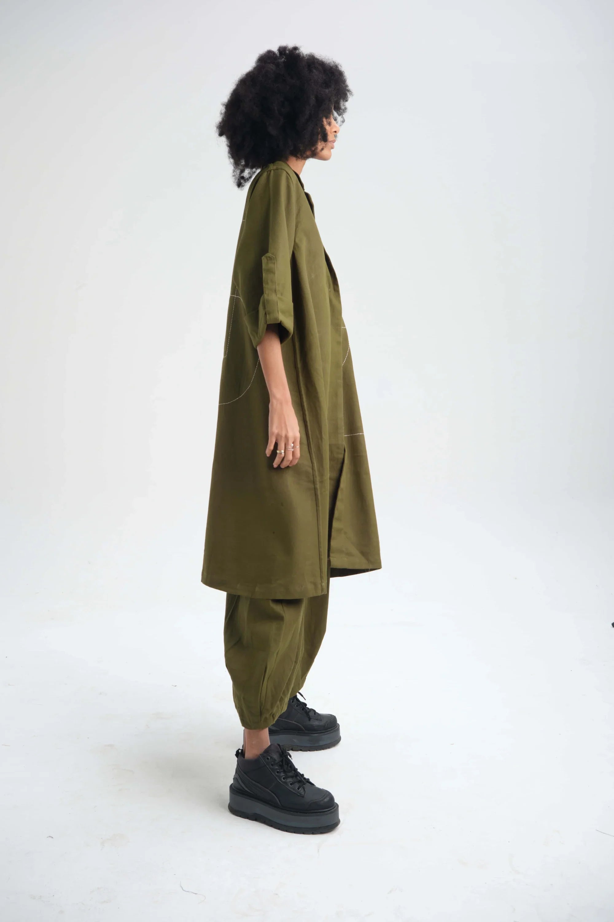 Green Camellia Blazer in organic Drill Cotton by White Canvas - Image 3