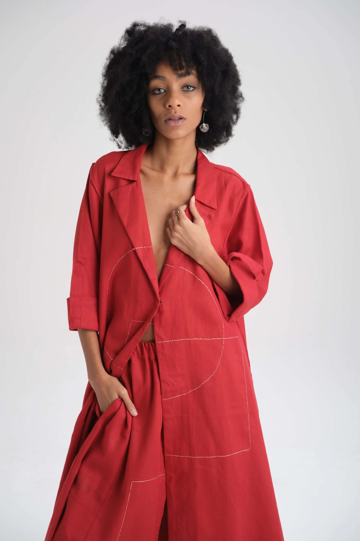 Red Camellia Blazer in organic Drill Cotton by White Canvas - Image 1