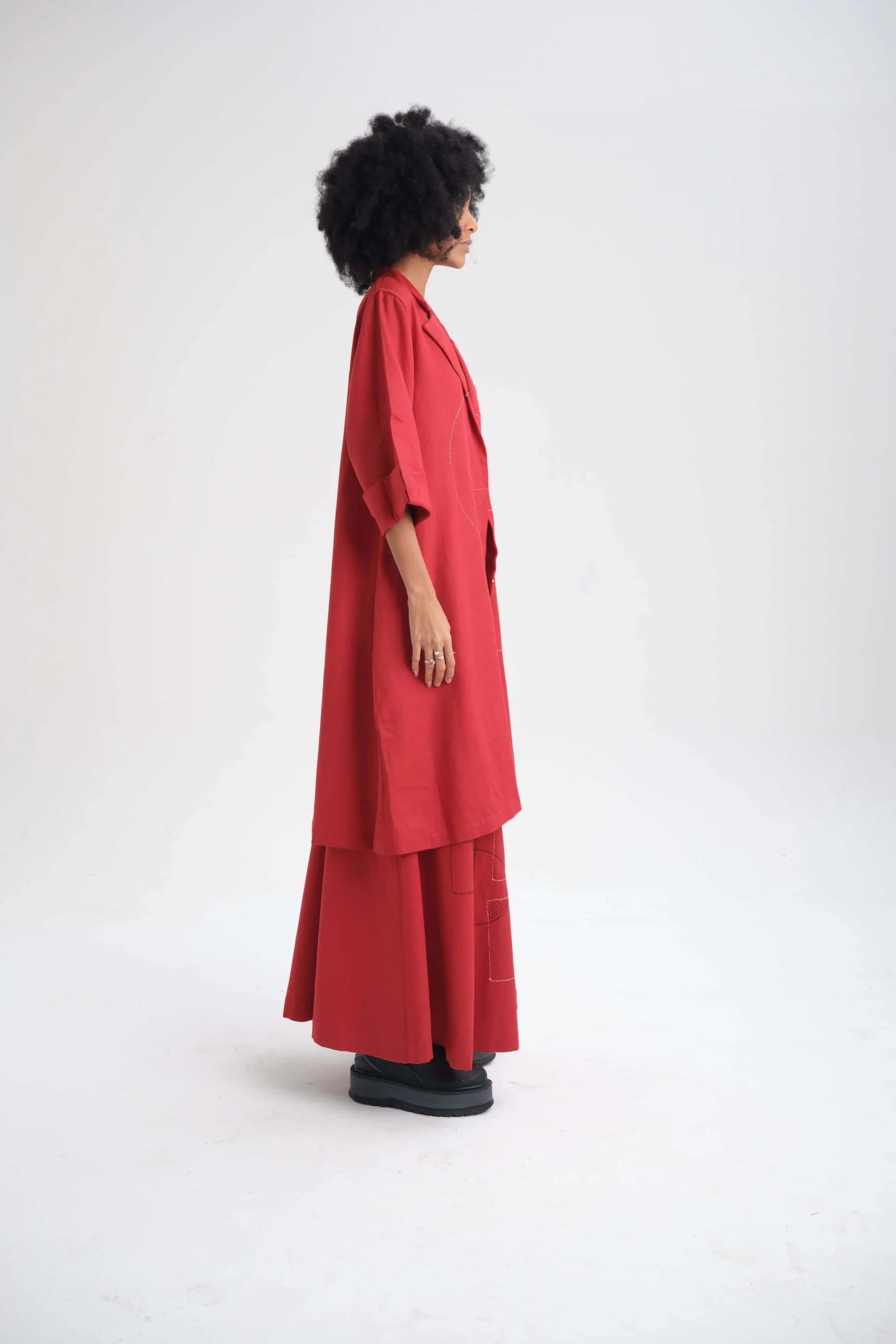 Red Camellia Blazer in organic Drill Cotton by White Canvas - Image 3