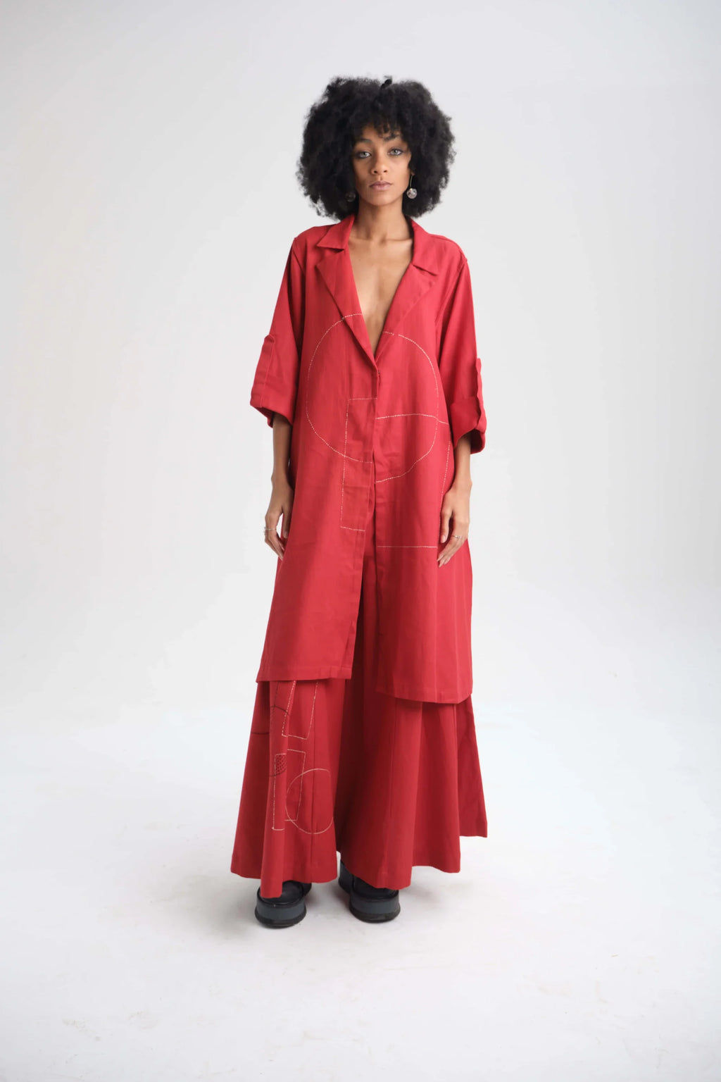 Red Camelia Pants (Dalhia Set) in organic Drill Cotton by White Canvas - Image 1