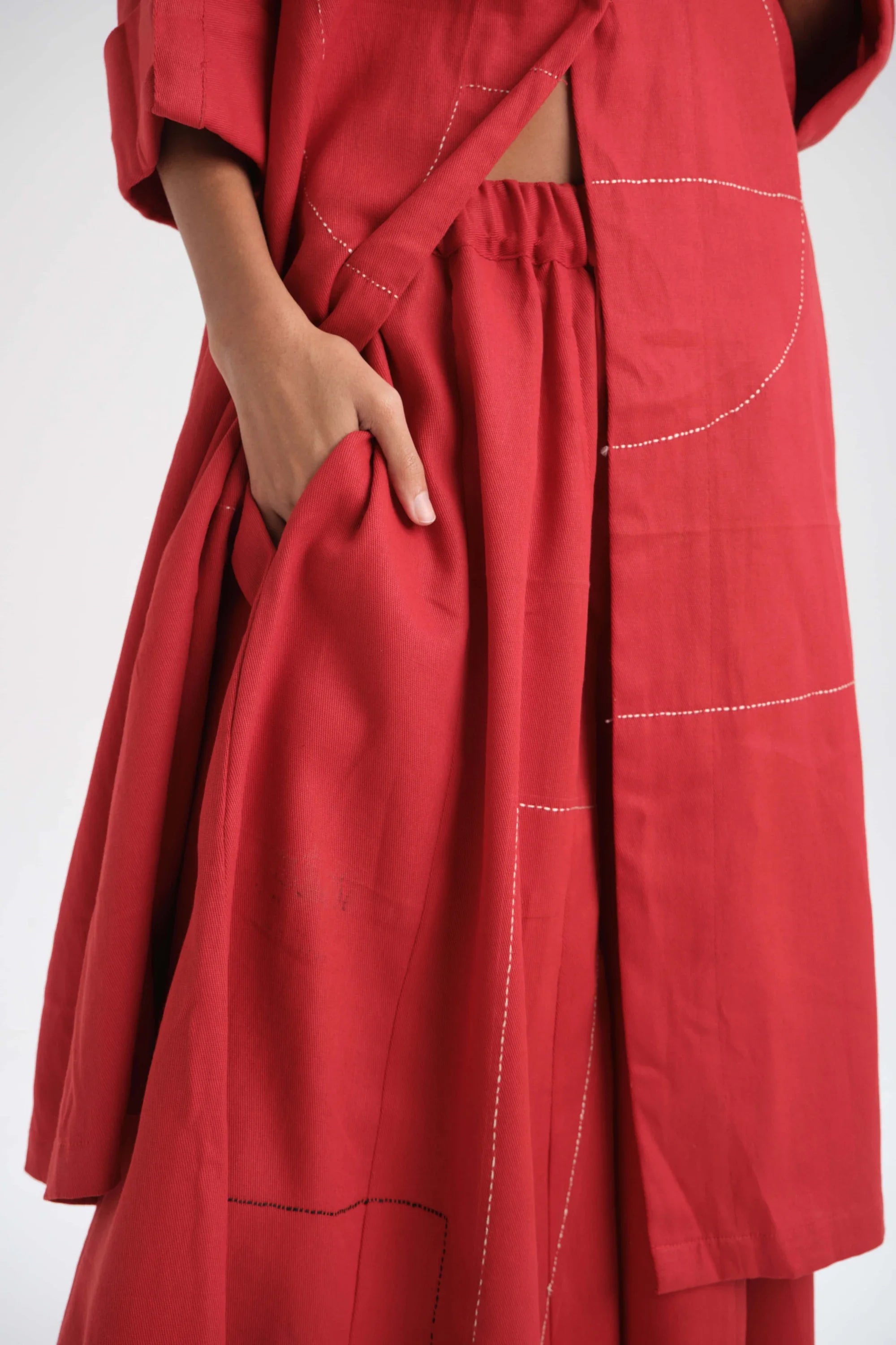 Red Camelia Pants (Dalhia Set) in organic Drill Cotton by White Canvas - Image 5