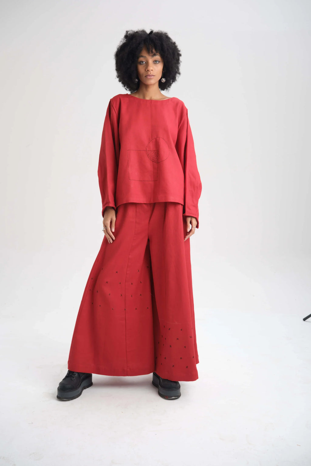 Red Calla Set in organic Drill Cotton by White Canvas - Image 1