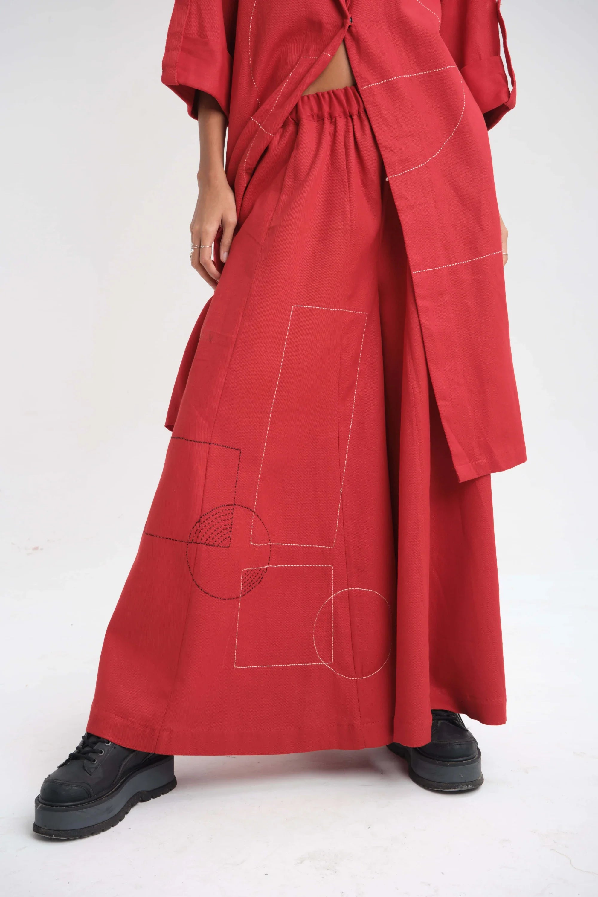 Red Camellia Set in organic Drill Cotton by White Canvas - Image 6