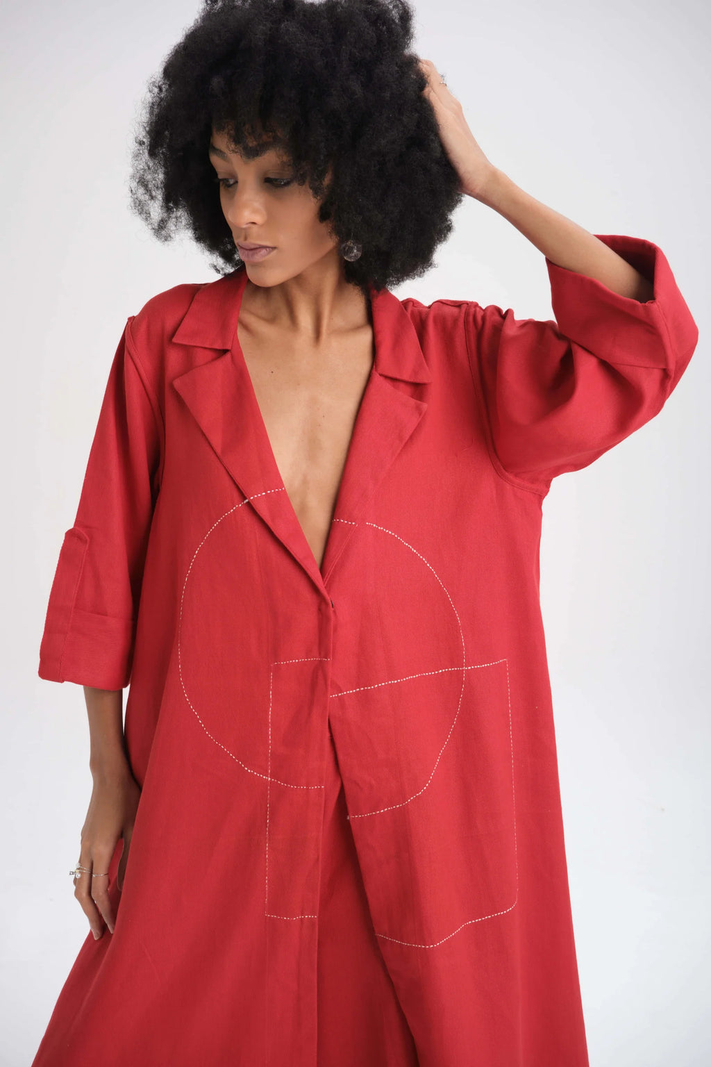 Red Camellia Set in organic Drill Cotton by White Canvas - Image 7