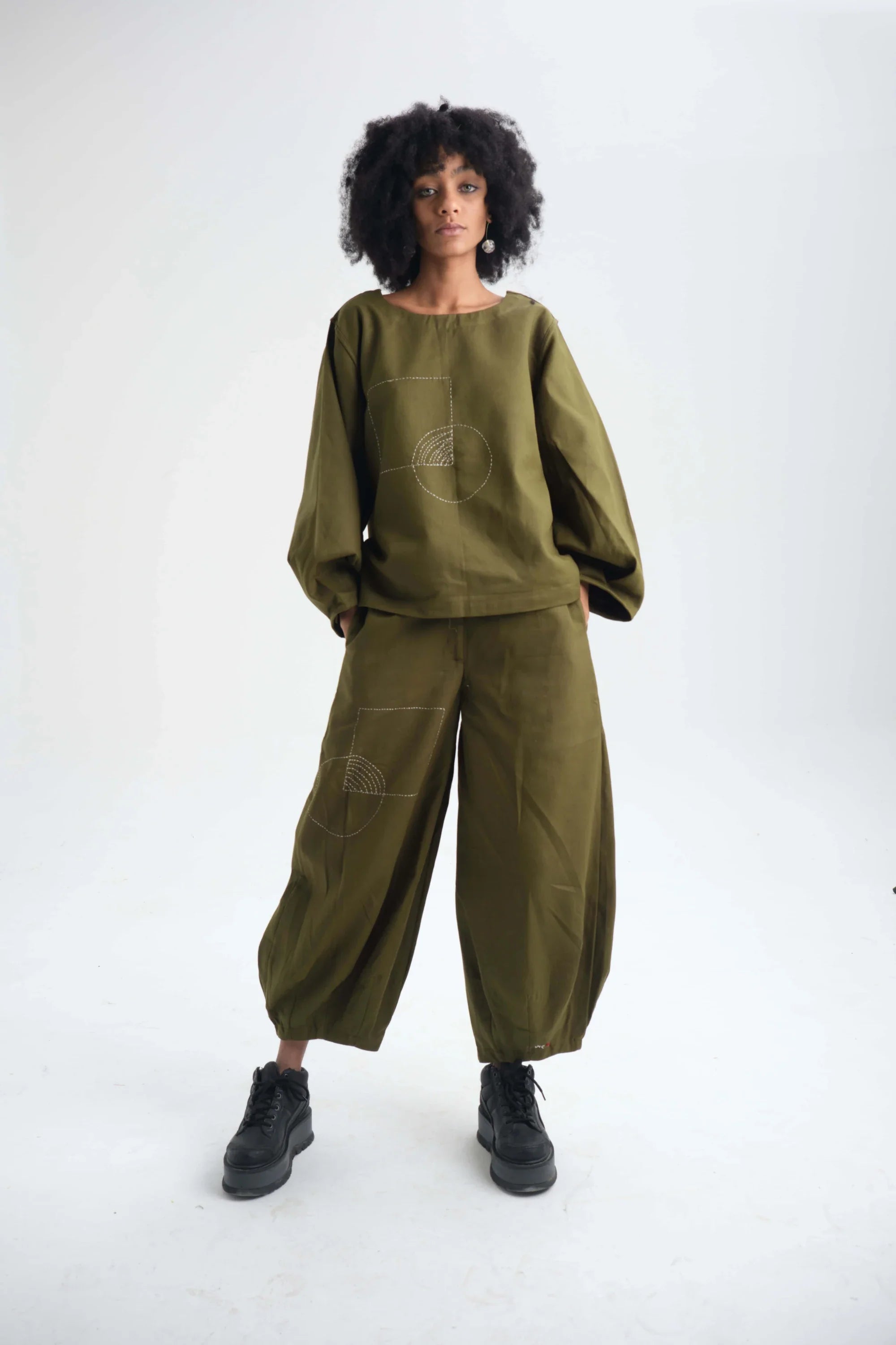 Green Calla Top in organic Drill Cotton by White Canvas - Image 1