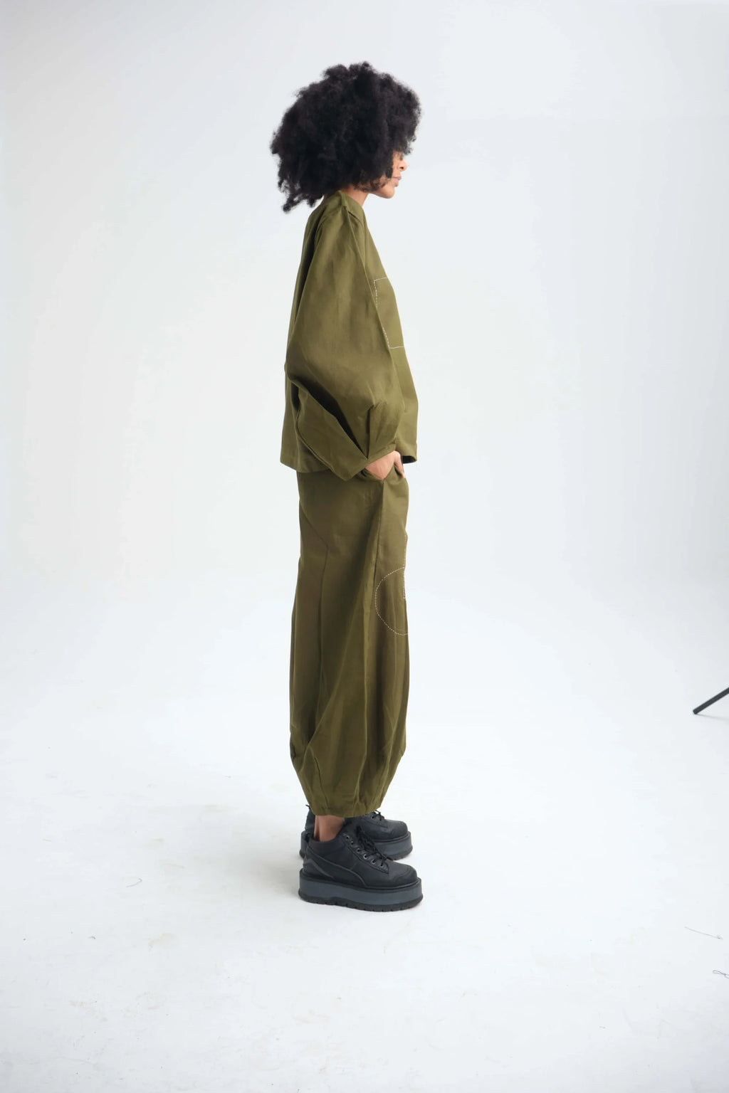 Green Calla Top in organic Drill Cotton by White Canvas - Image 3