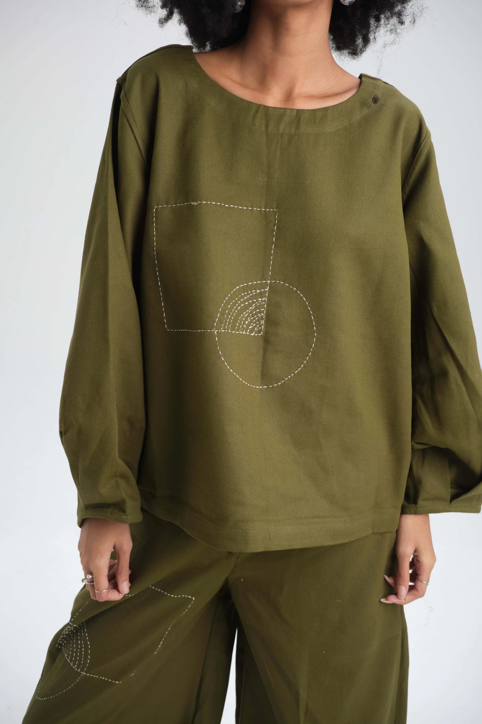 Green Calla Top in organic Drill Cotton by White Canvas - Image 4