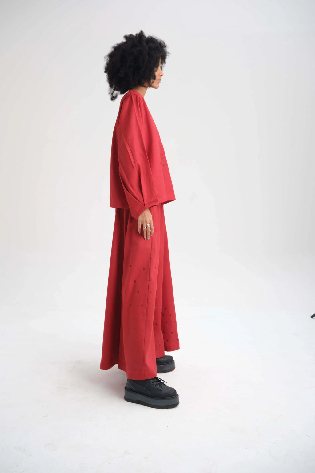 Red Calla Top in organic Drill Cotton by White Canvas - Image 3