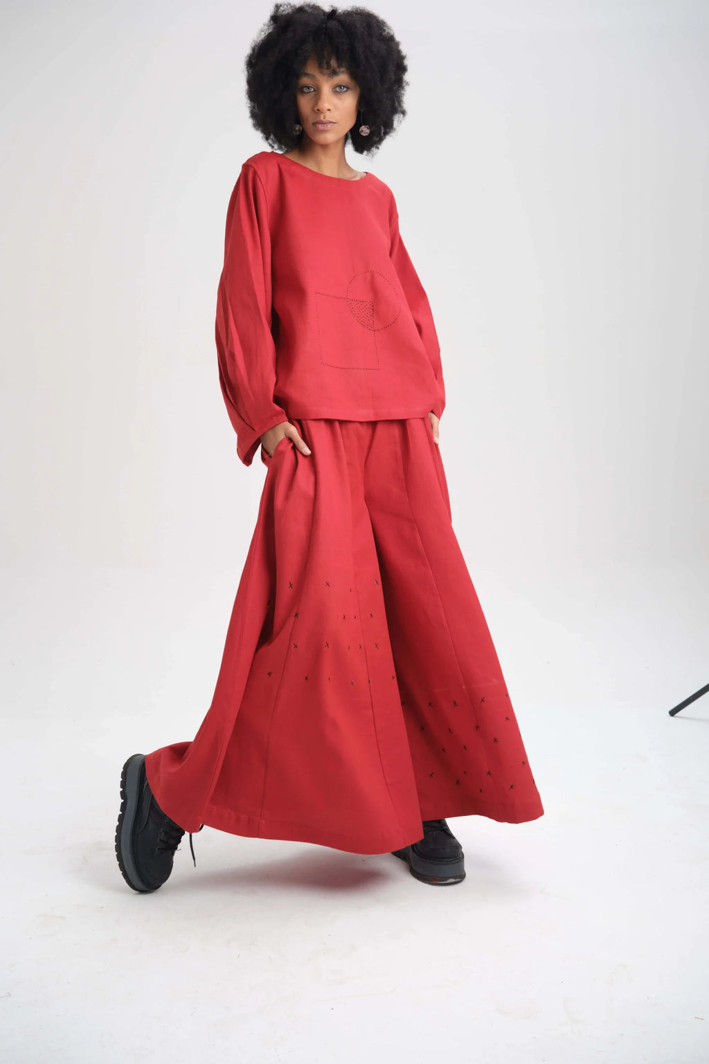 Red Calla Top in organic Drill Cotton by White Canvas - Image 4