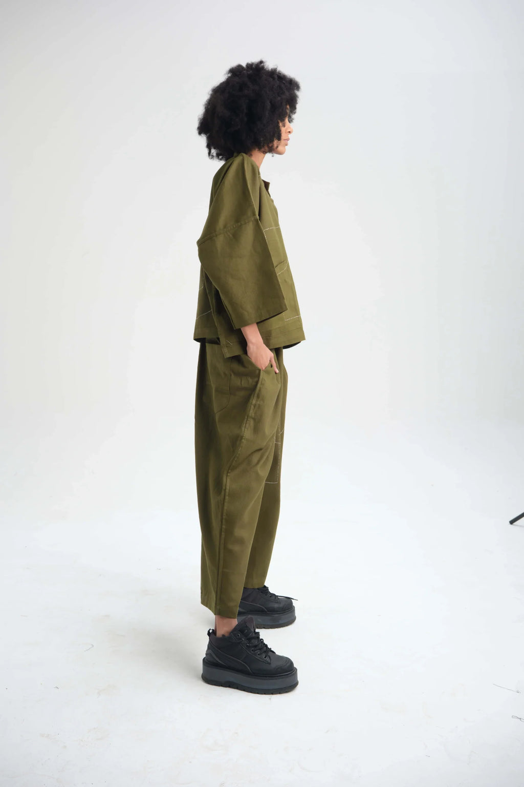 Green Dahlia Pants in organic Drill Cotton by White Canvas - Image 2