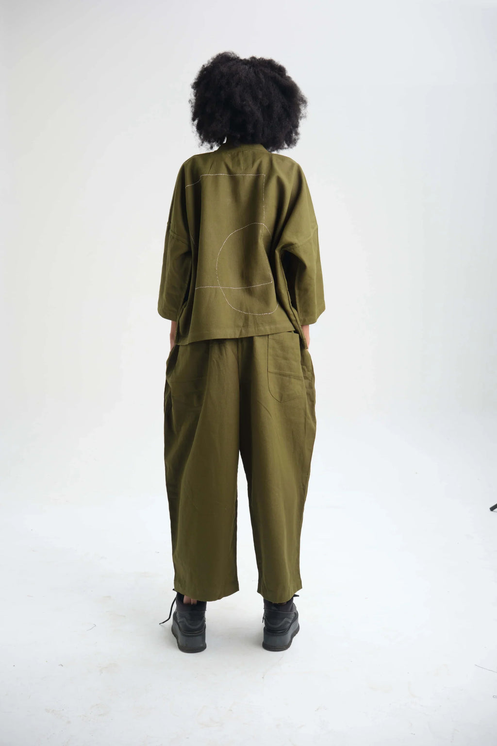 Green Dahlia Pants in organic Drill Cotton by White Canvas - Image 3