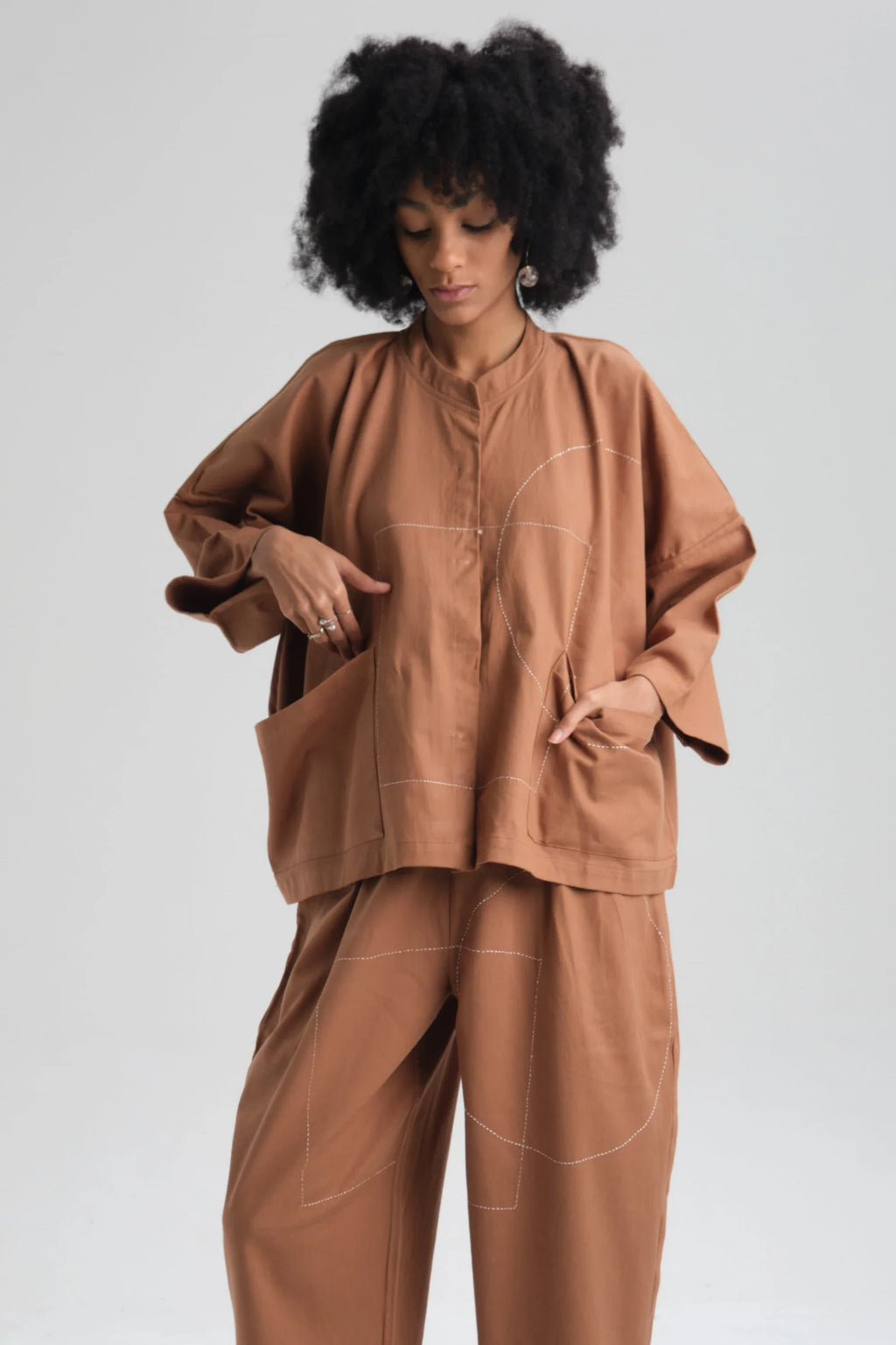 Clay Dahlia Top in organic Drill Cotton by White Canvas - Image 1