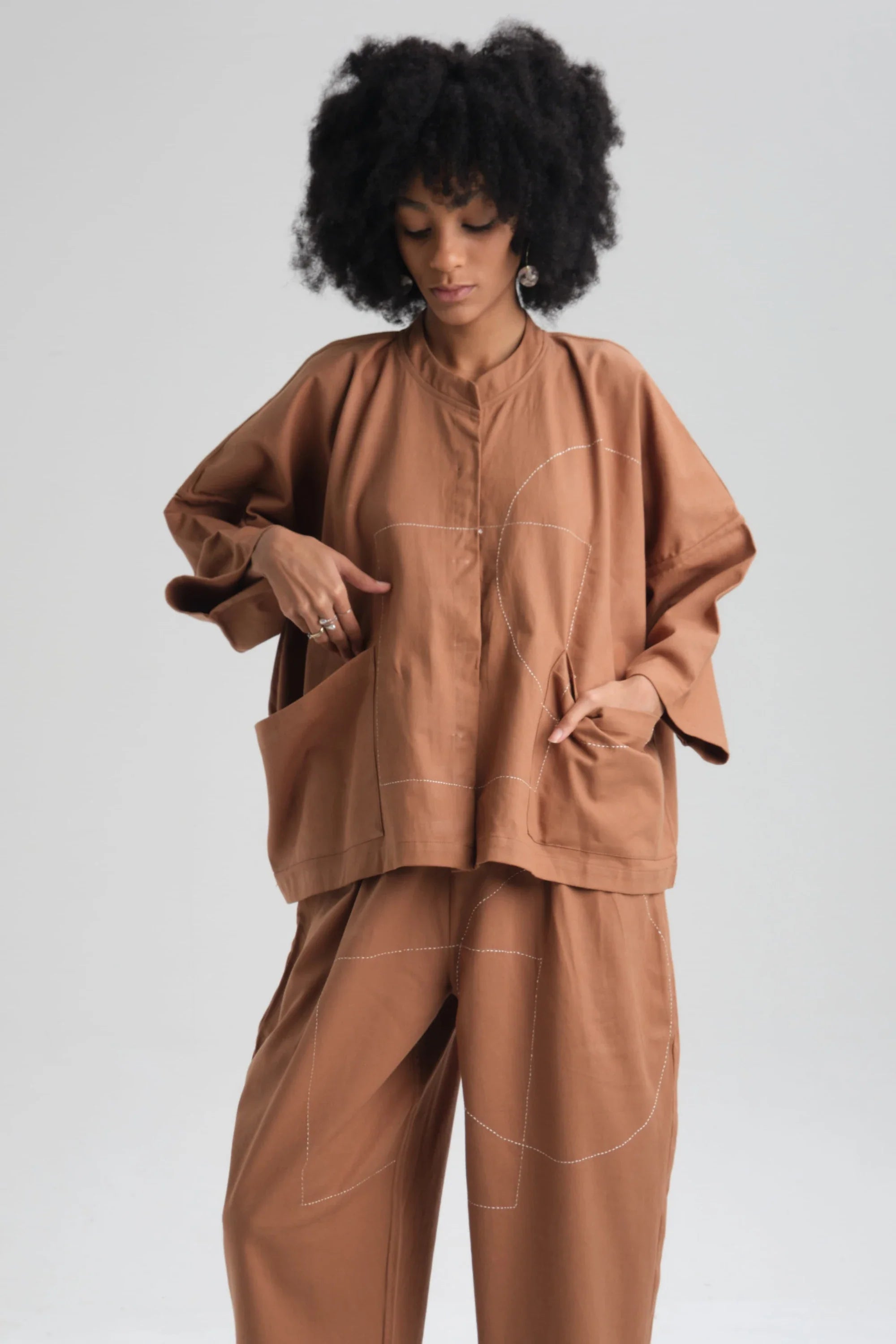 Clay Dahlia Top in organic Drill Cotton by White Canvas - Image 1